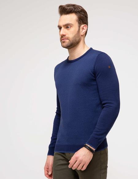 Lacivert Slim Fit Bisiklet Yaka Triko Kazak - 50205186005