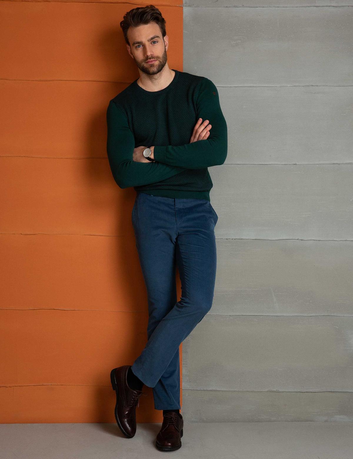 Yeşil Slim Fit Triko Kazak - 50205187018