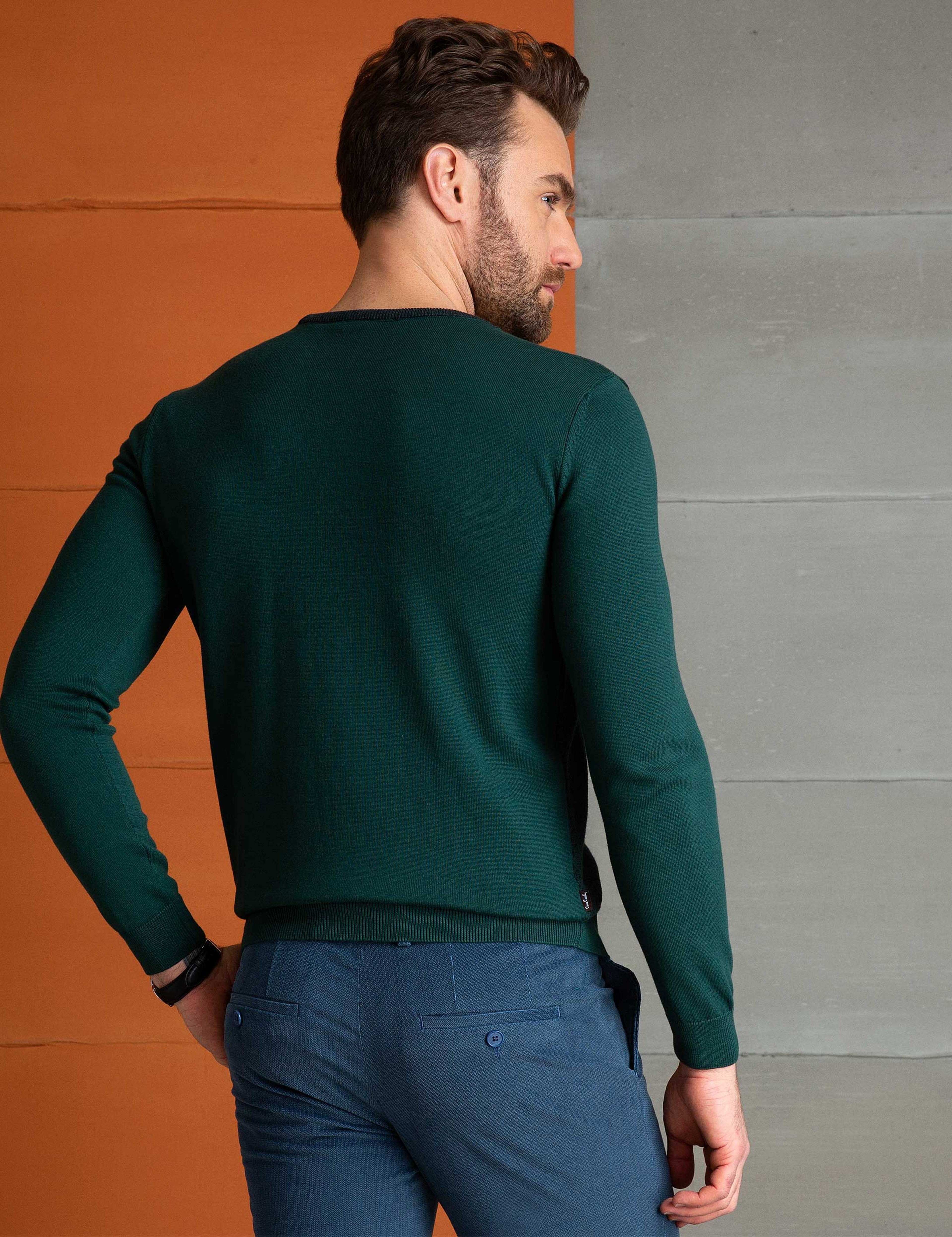 Yeşil Slim Fit Triko Kazak - Image 3