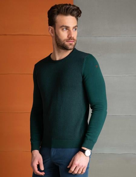 Yeşil Slim Fit Triko Kazak - 50205187018