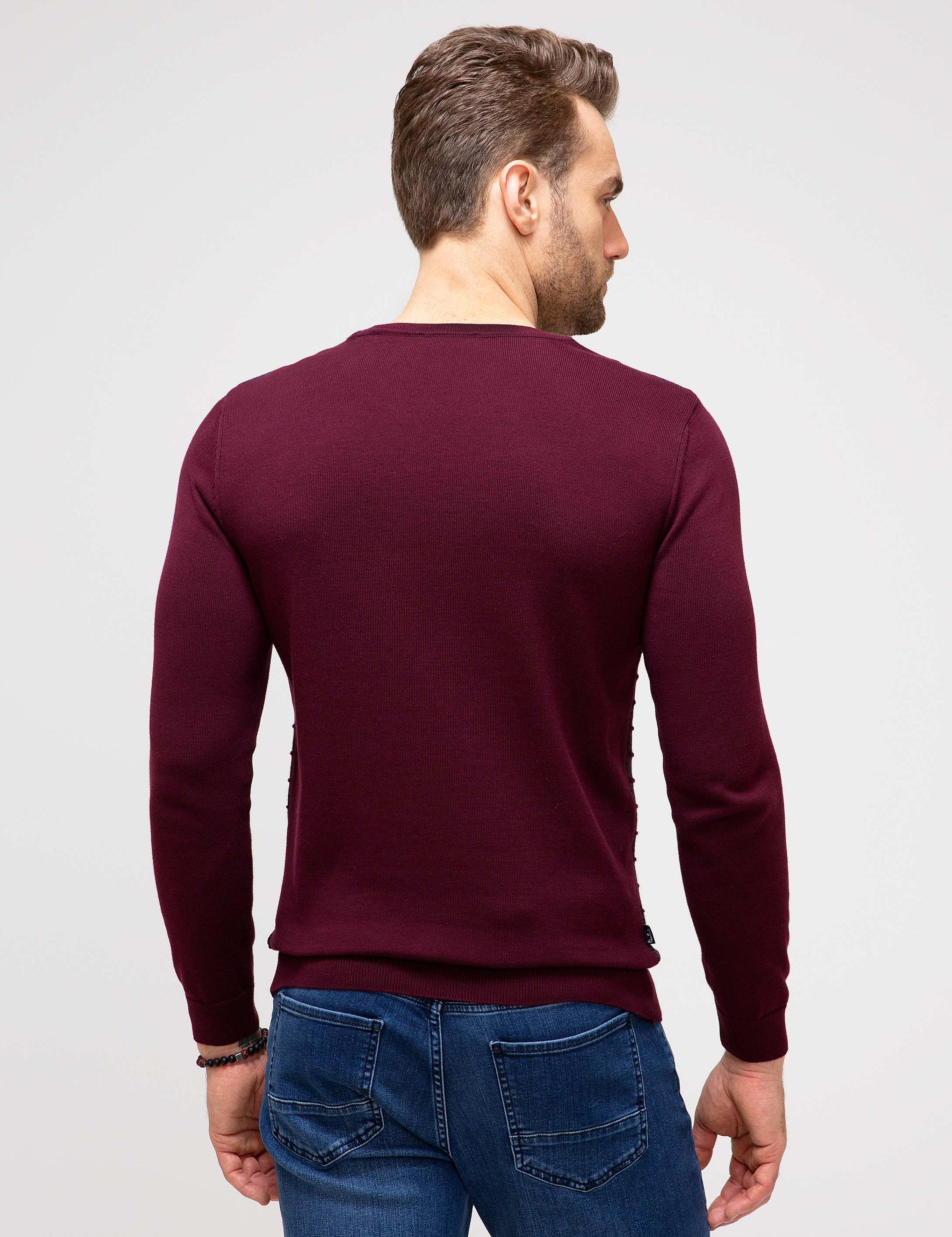 Bordo Slim Fit Triko Kazak