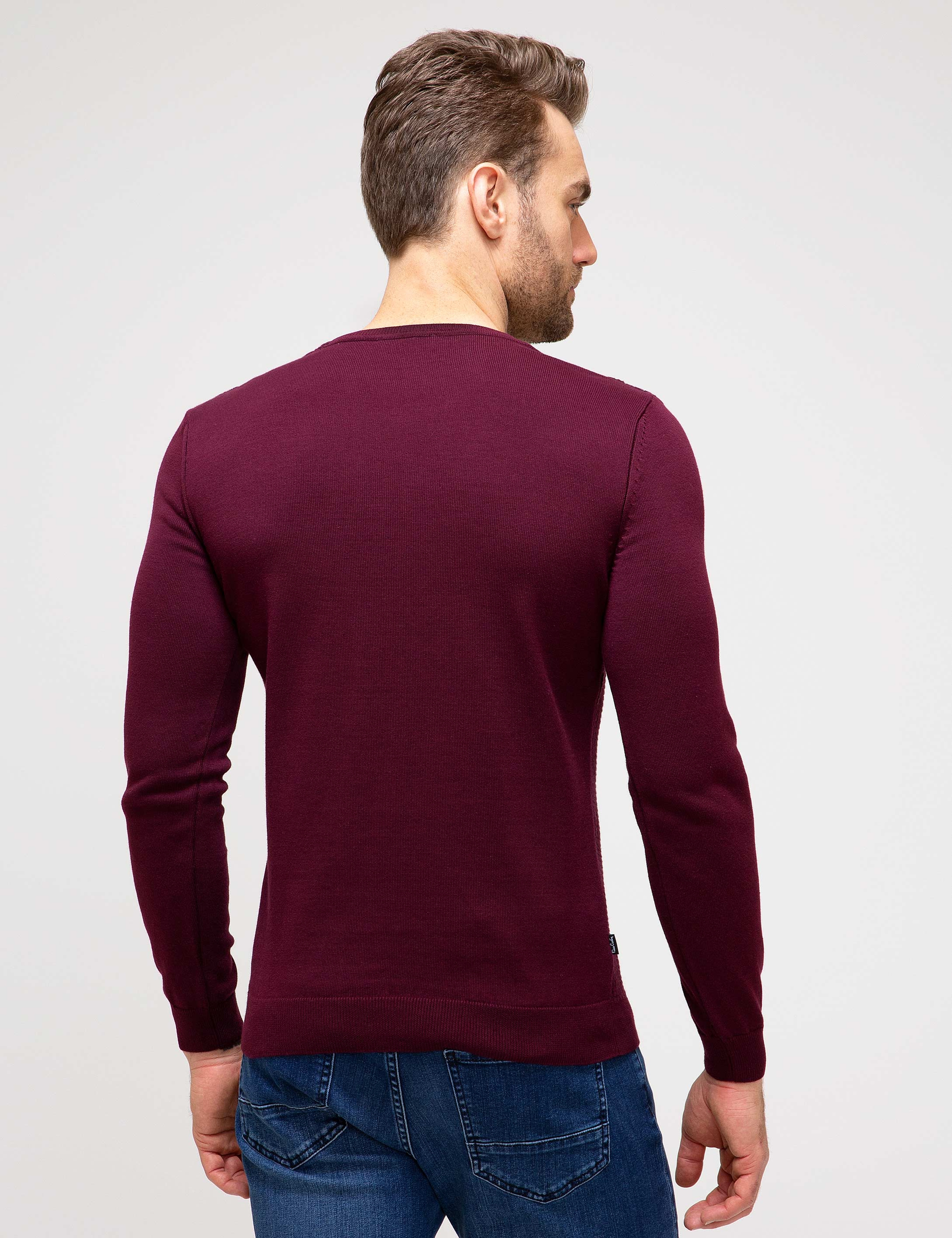 Bordo Slim Fit Triko Kazak - Image 4