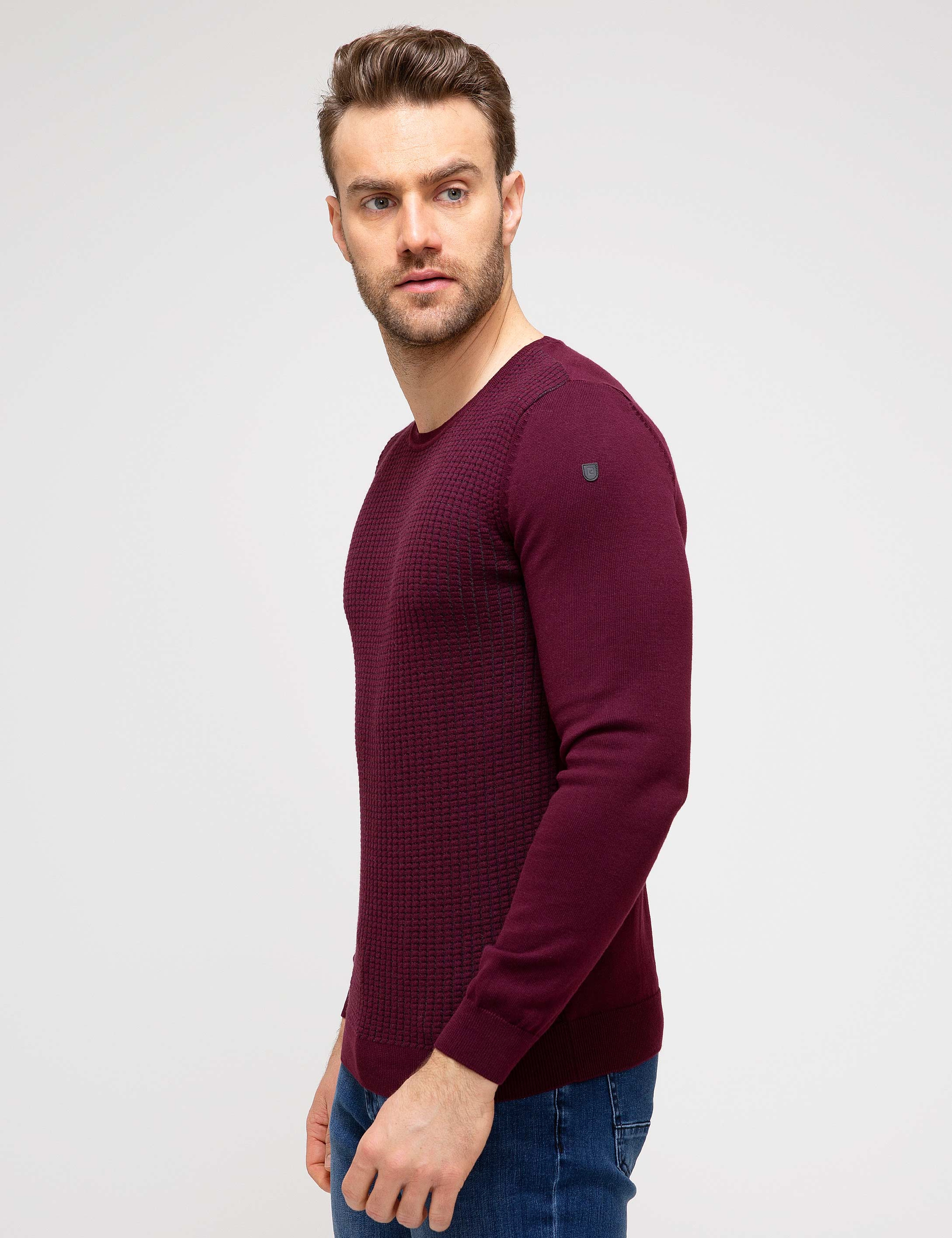 Bordo Slim Fit Triko Kazak - Image 2