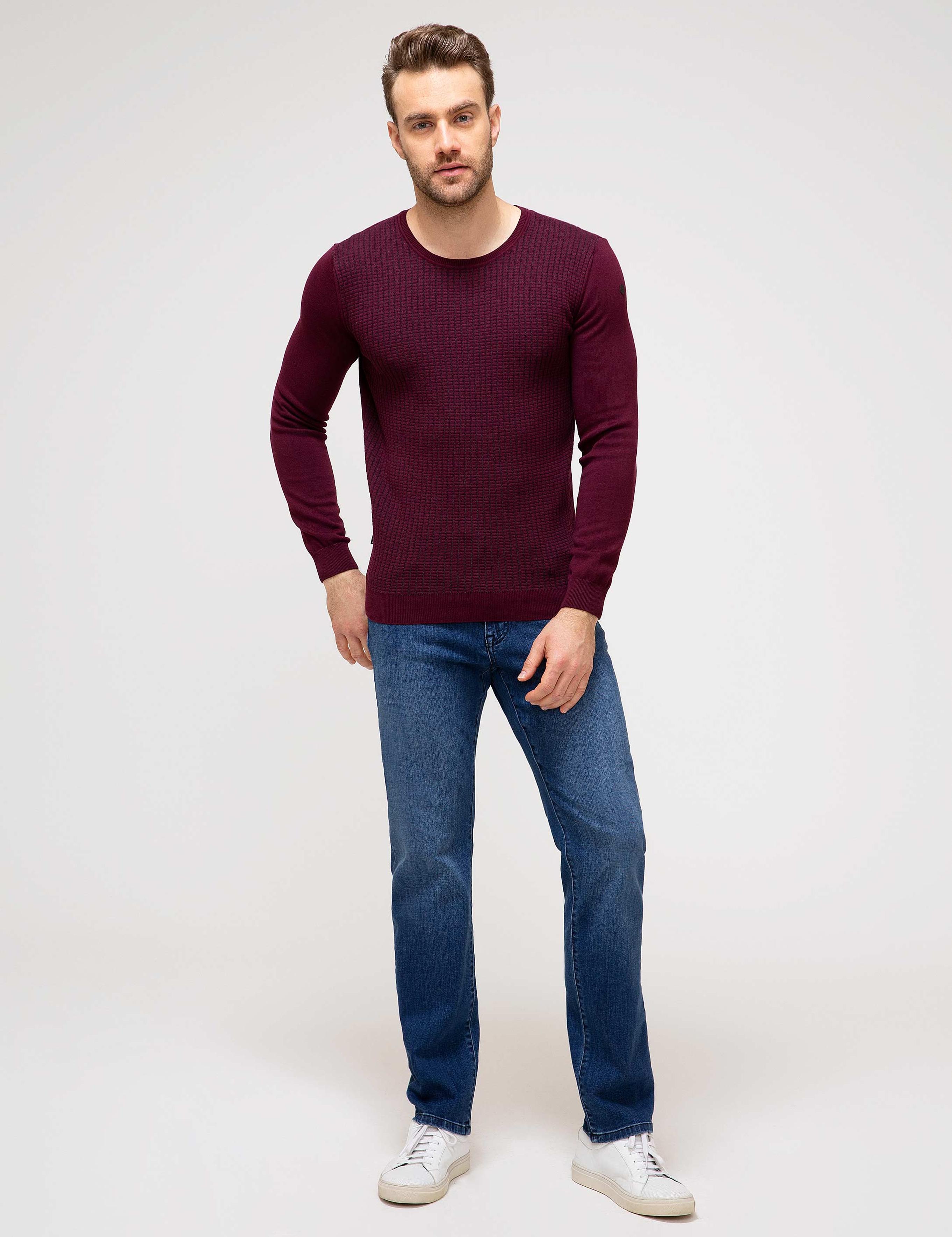 Bordo Slim Fit Triko Kazak