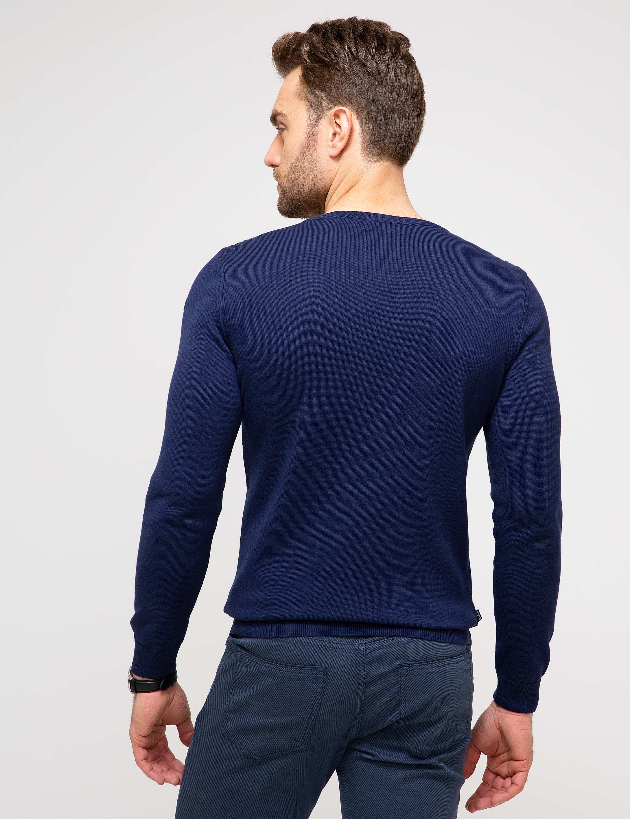 Lacivert Slim Fit Triko Kazak