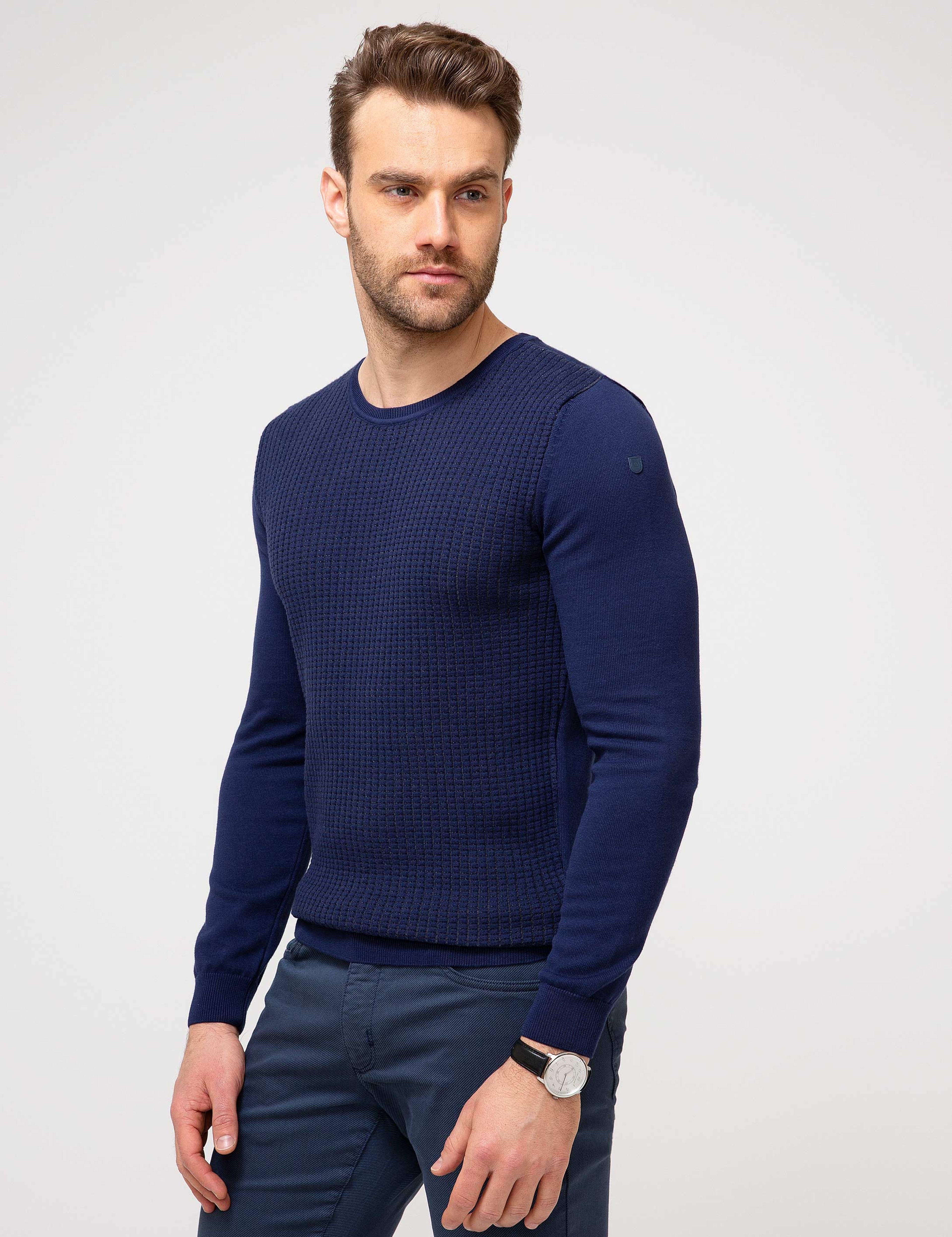 Lacivert Slim Fit Triko Kazak - Image 2