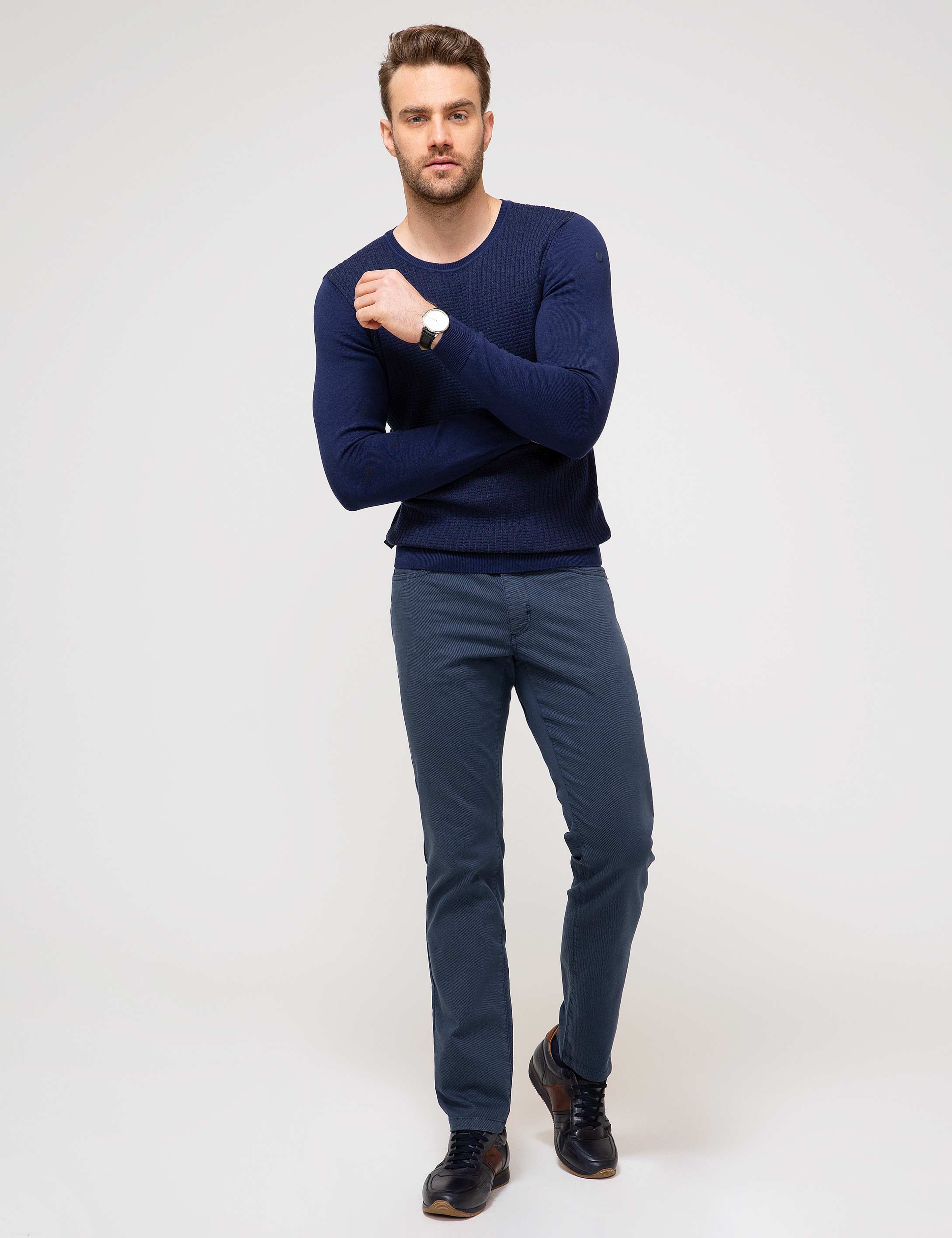 Lacivert Slim Fit Triko Kazak - Image 3
