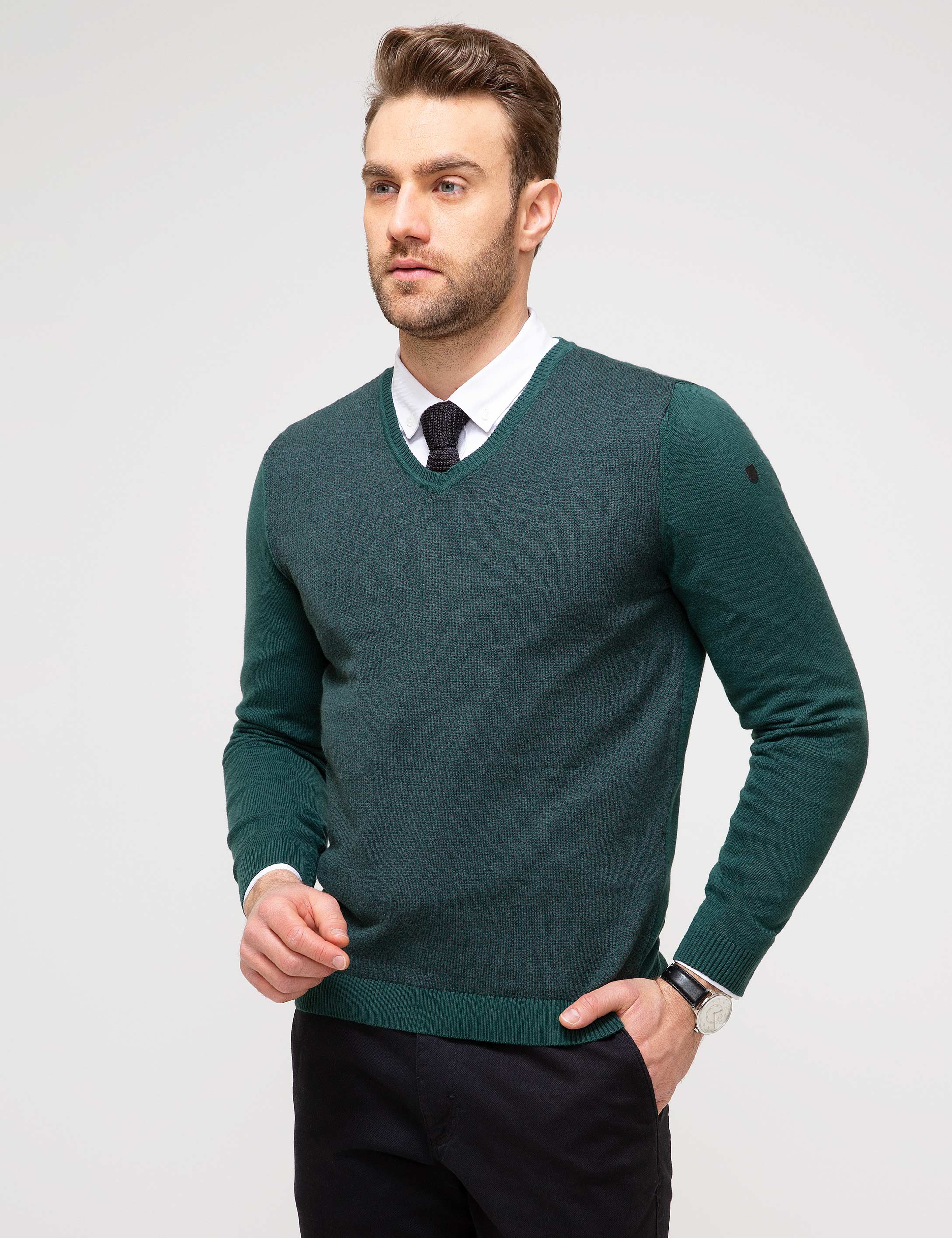 Yeşil Slim Fit Triko Kazak - Image 2