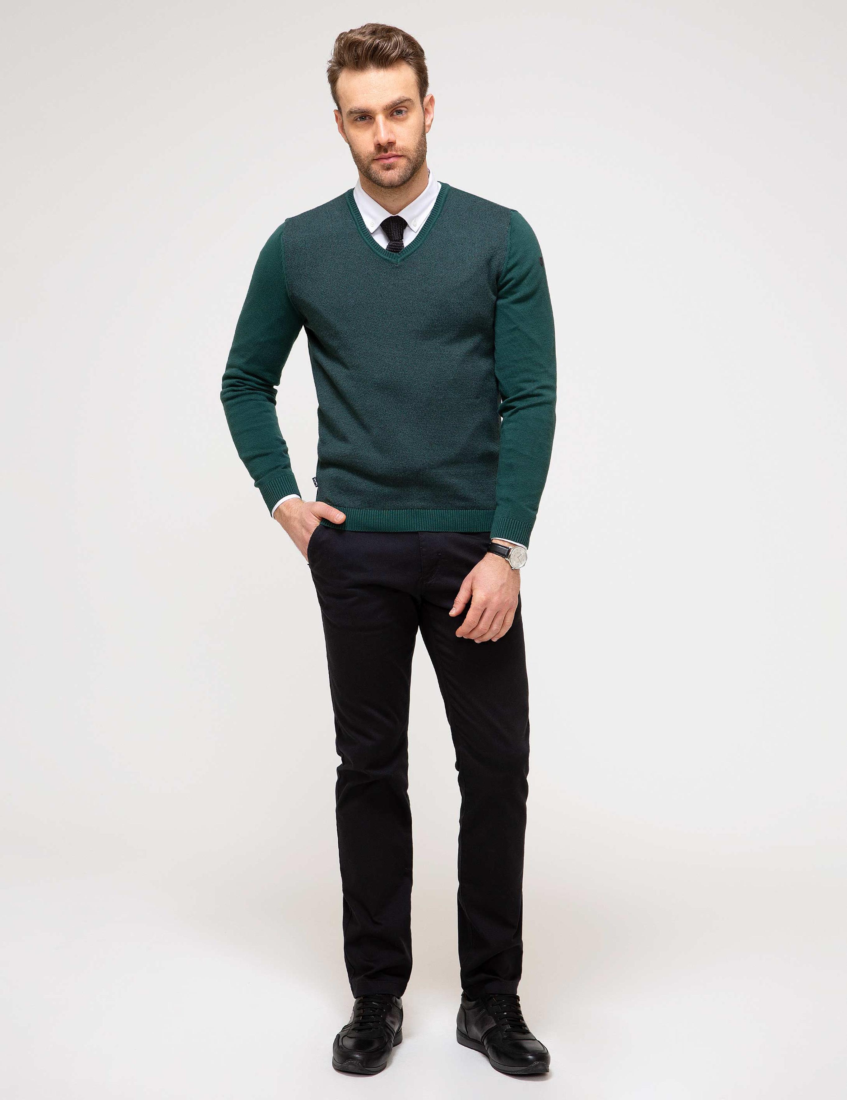 Yeşil Slim Fit Triko Kazak