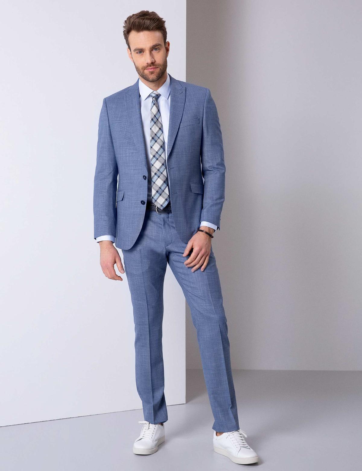 Koyu Mavi Slim Fit Takım Elbise