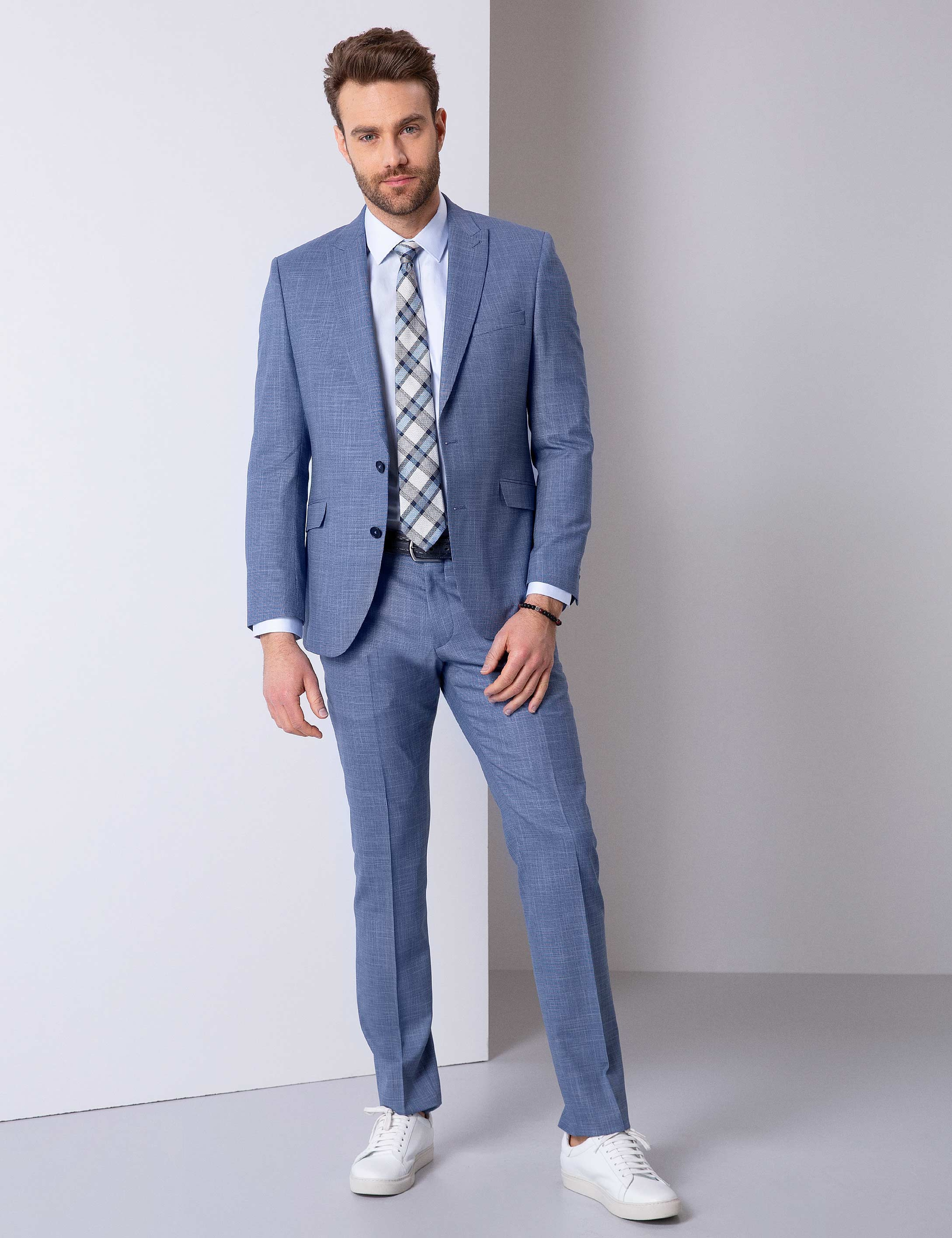 Koyu Mavi Slim Fit Takım Elbise