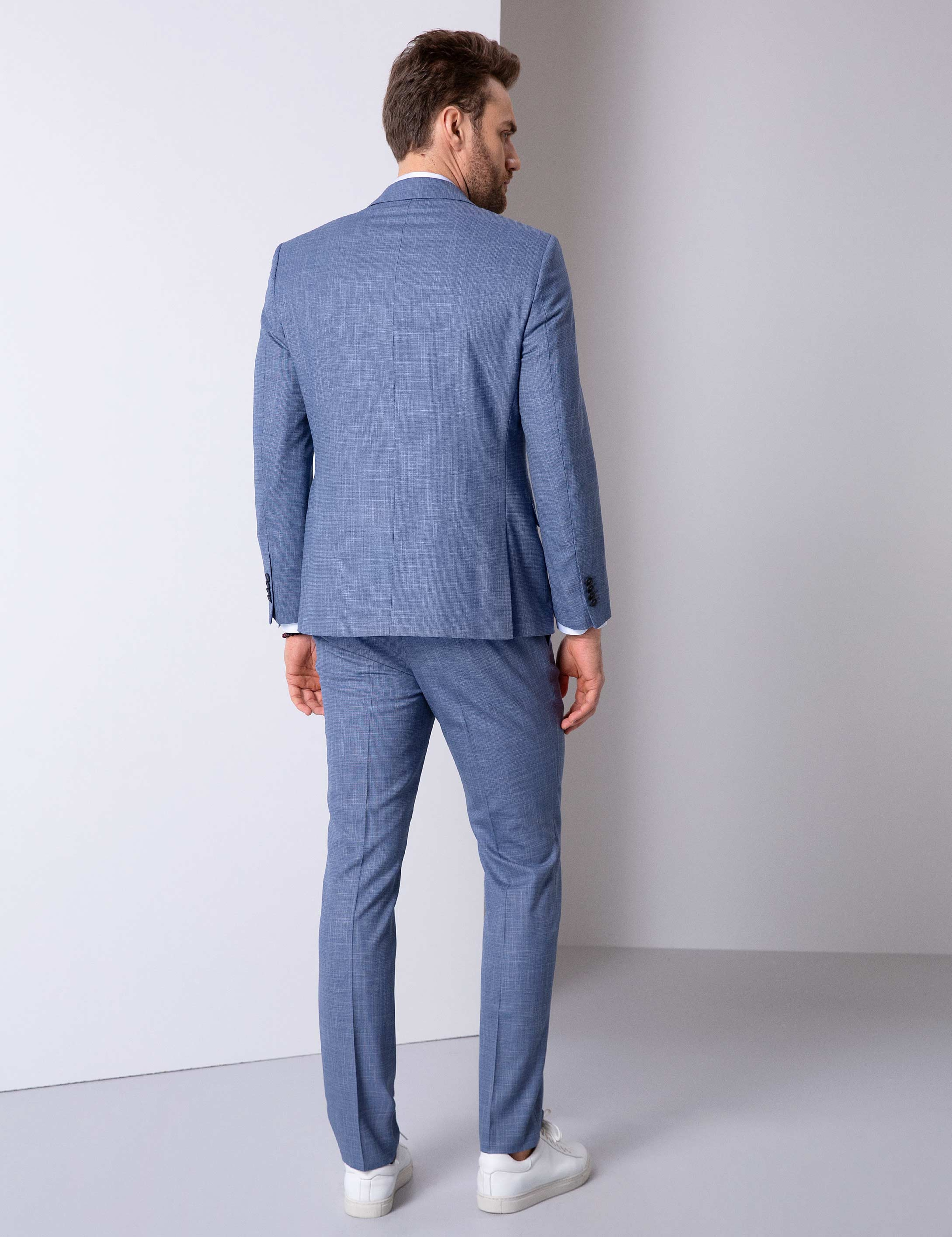 Koyu Mavi Slim Fit Takım Elbise - Image 3