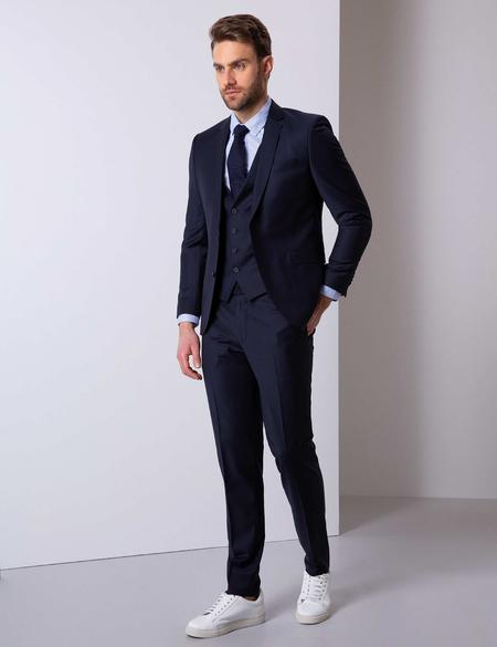 Lacivert Ekstra Slim Fit Yelekli Takım Elbise - 50205404053