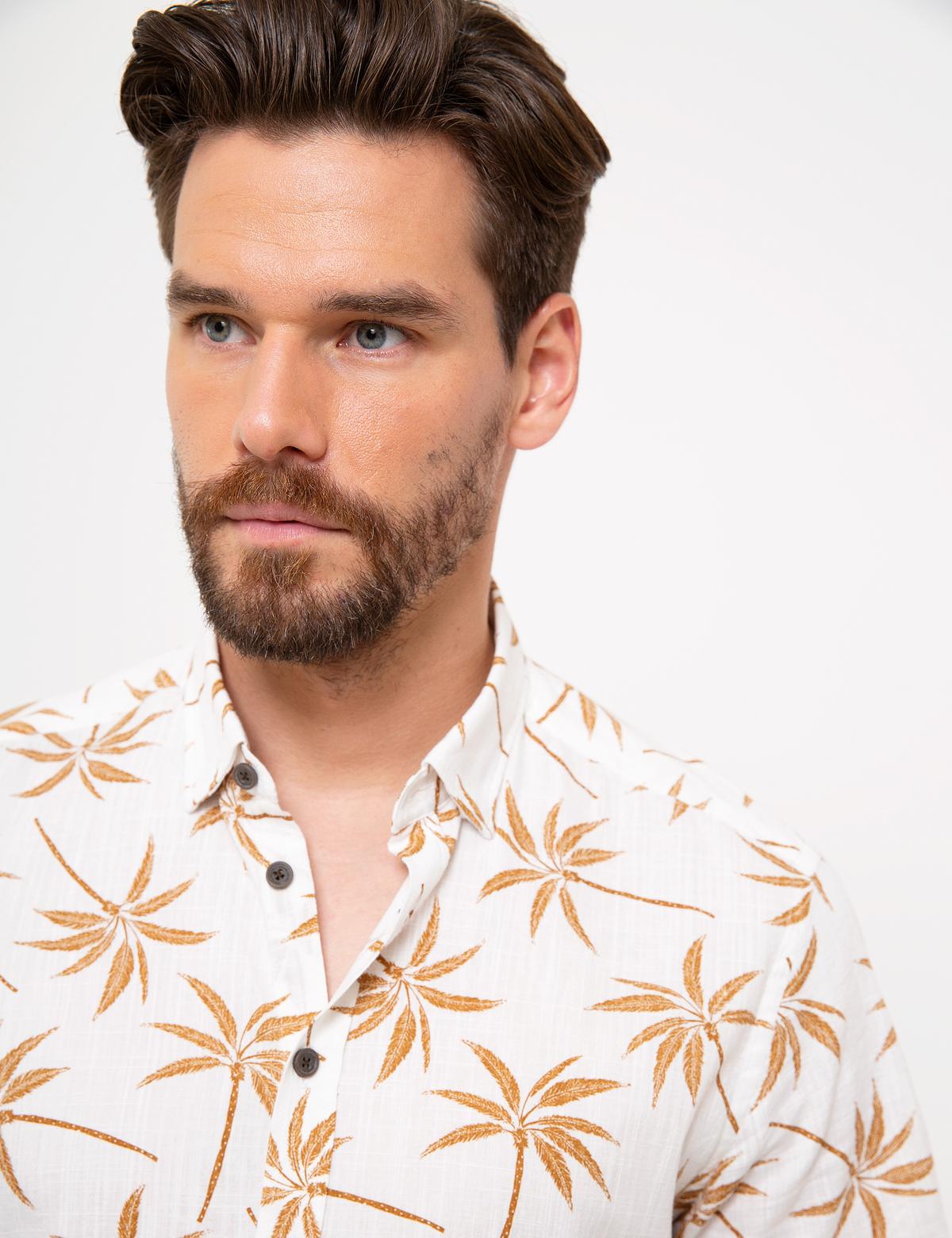 Kiremit Slim Fit Kısa Kollu Gömlek - 50205408004