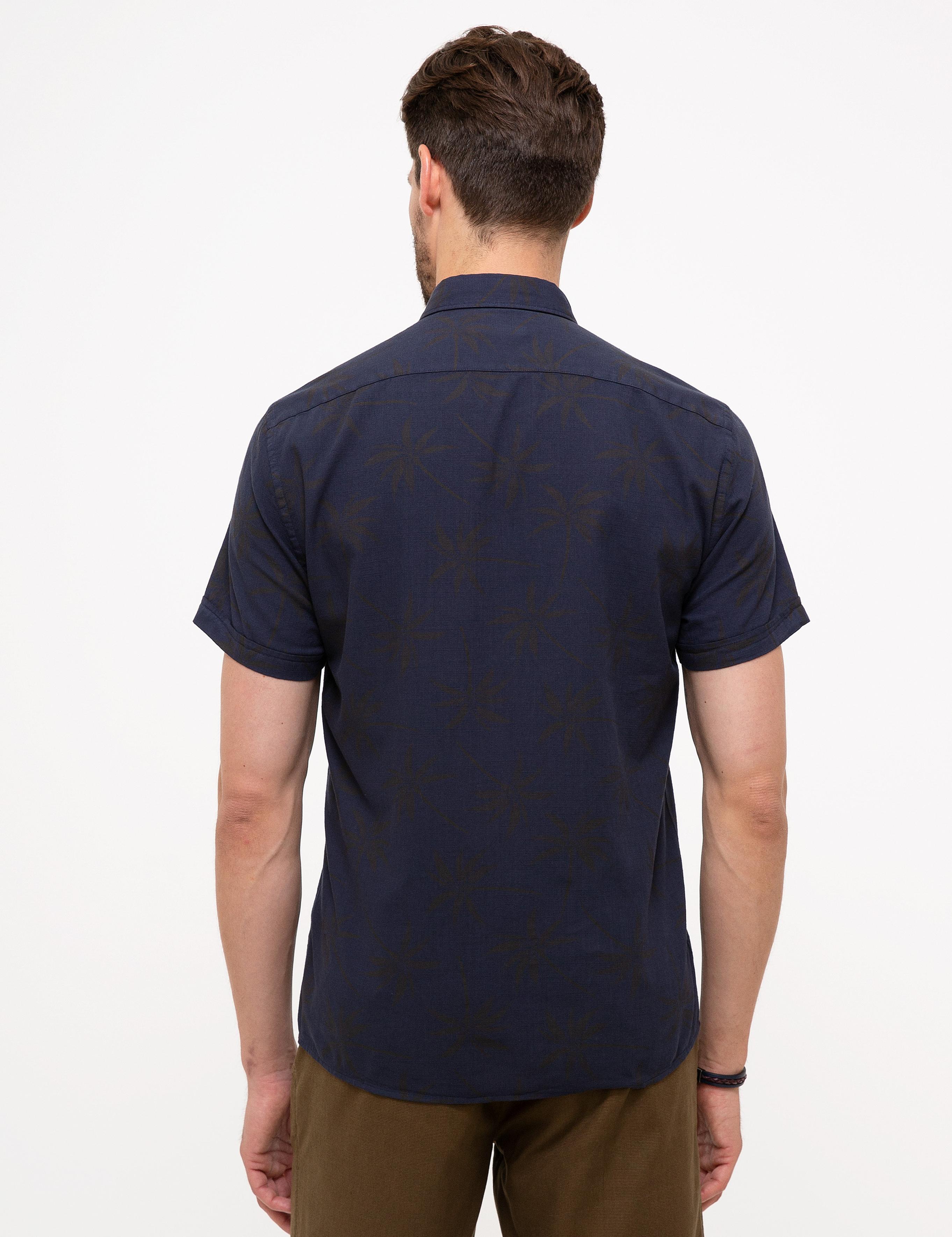 Lacivert Slim Fit Kısa Kollu Gömlek