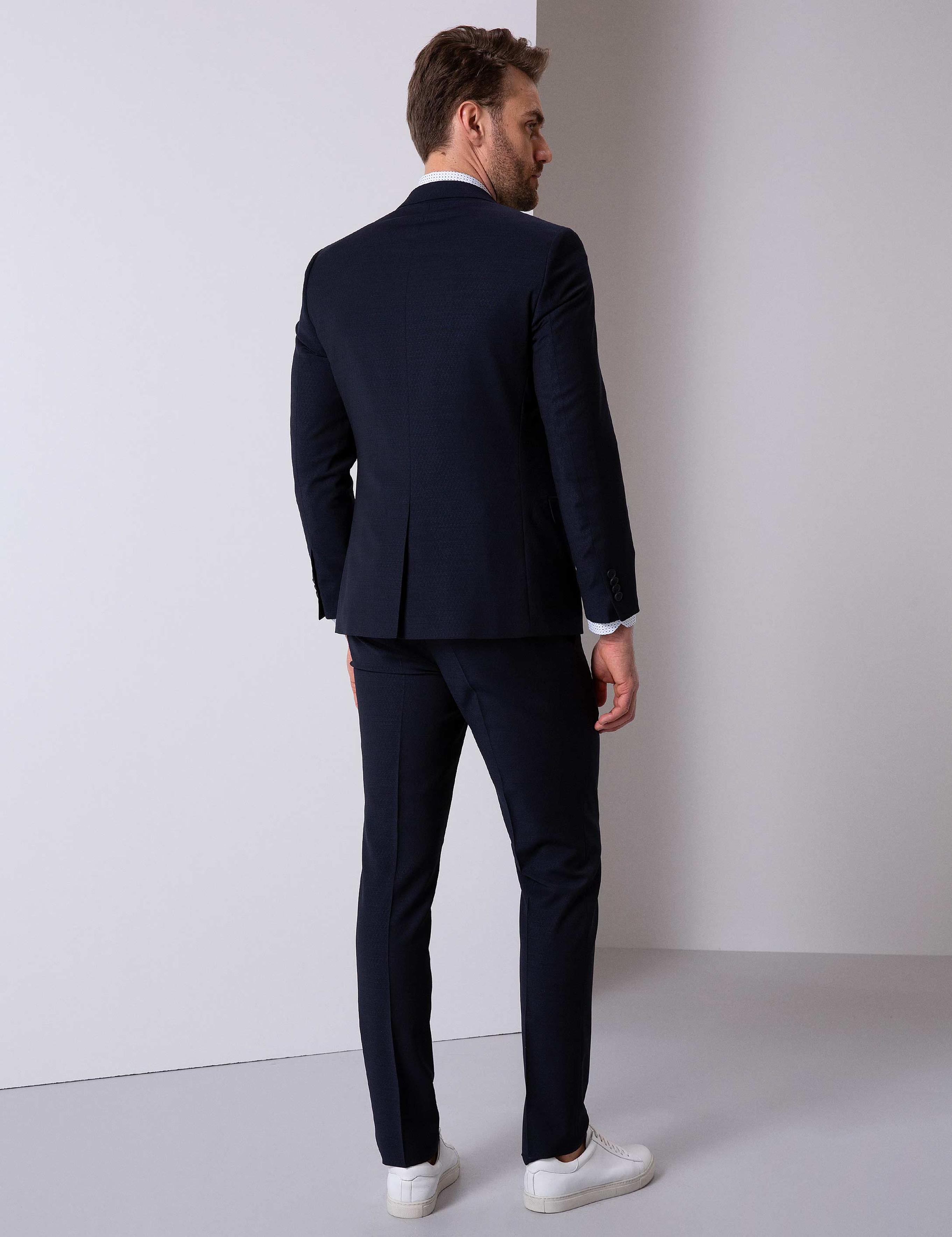 Lacivert Ekstra Slim Fit Yelekli Takım Elbise