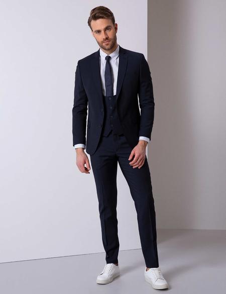 Lacivert Ekstra Slim Fit Yelekli Takım Elbise - 50205409020