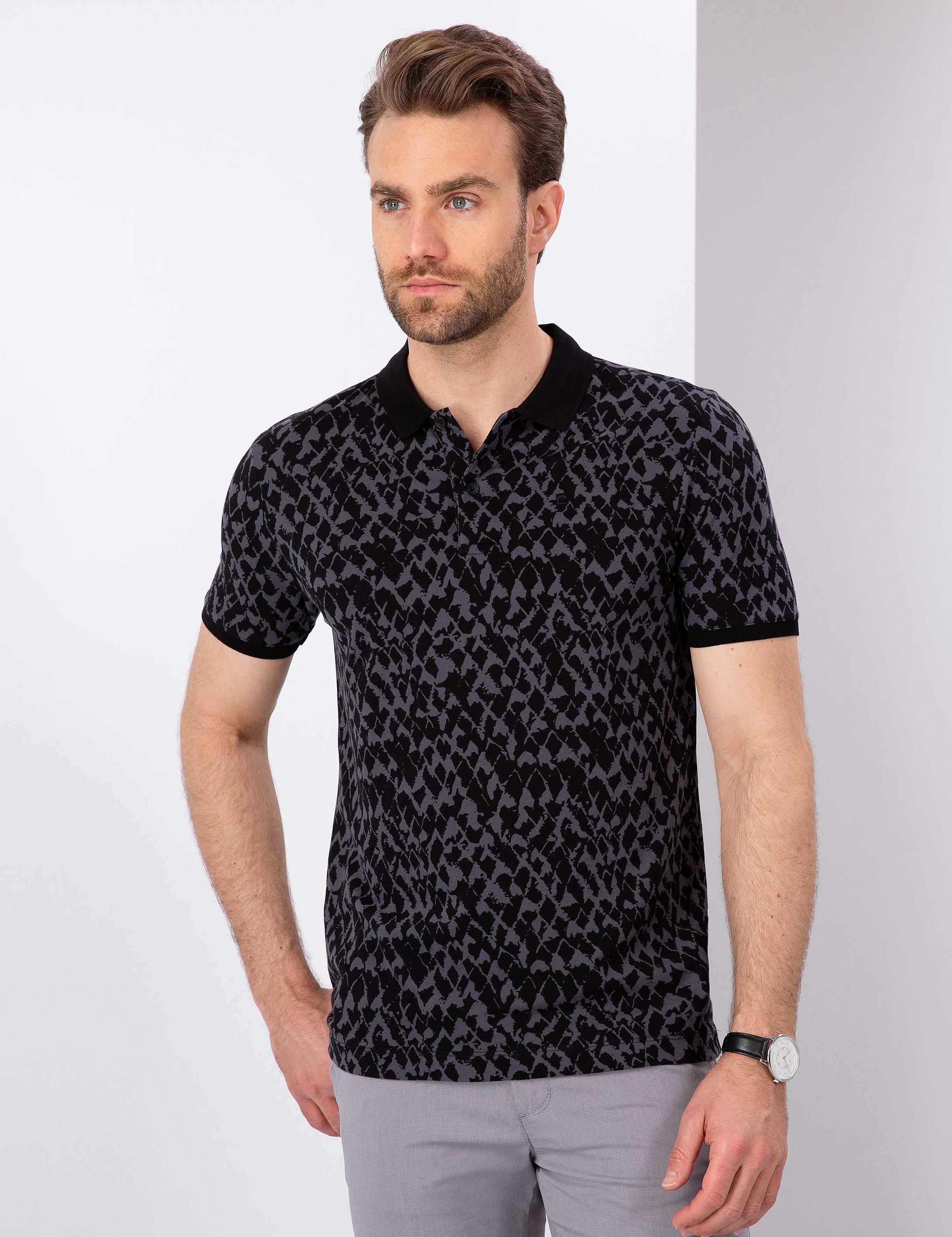 Siyah Slim Fit Polo Yaka T-Shirt