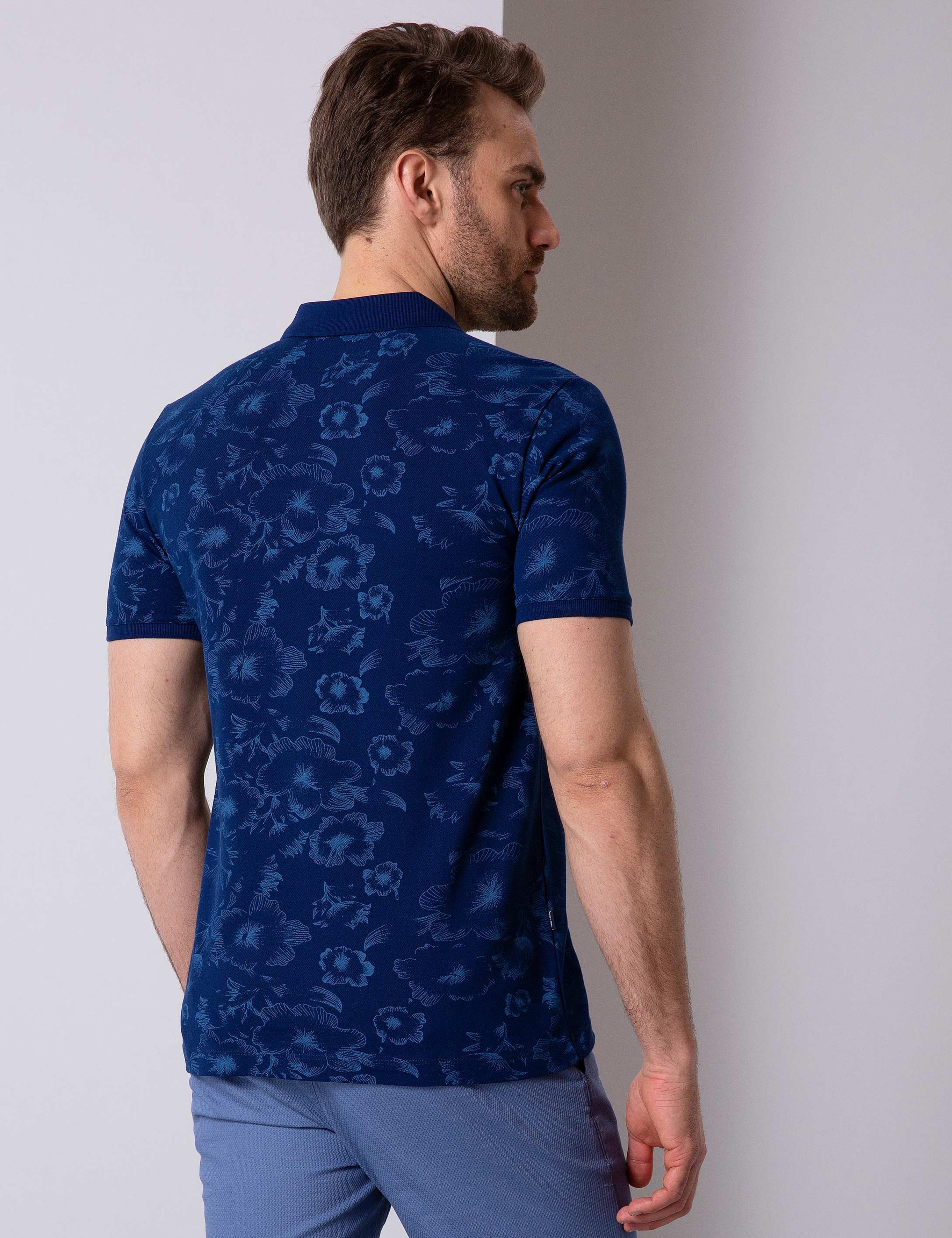 Lacivert Slim Fit Polo Yaka T-Shirt