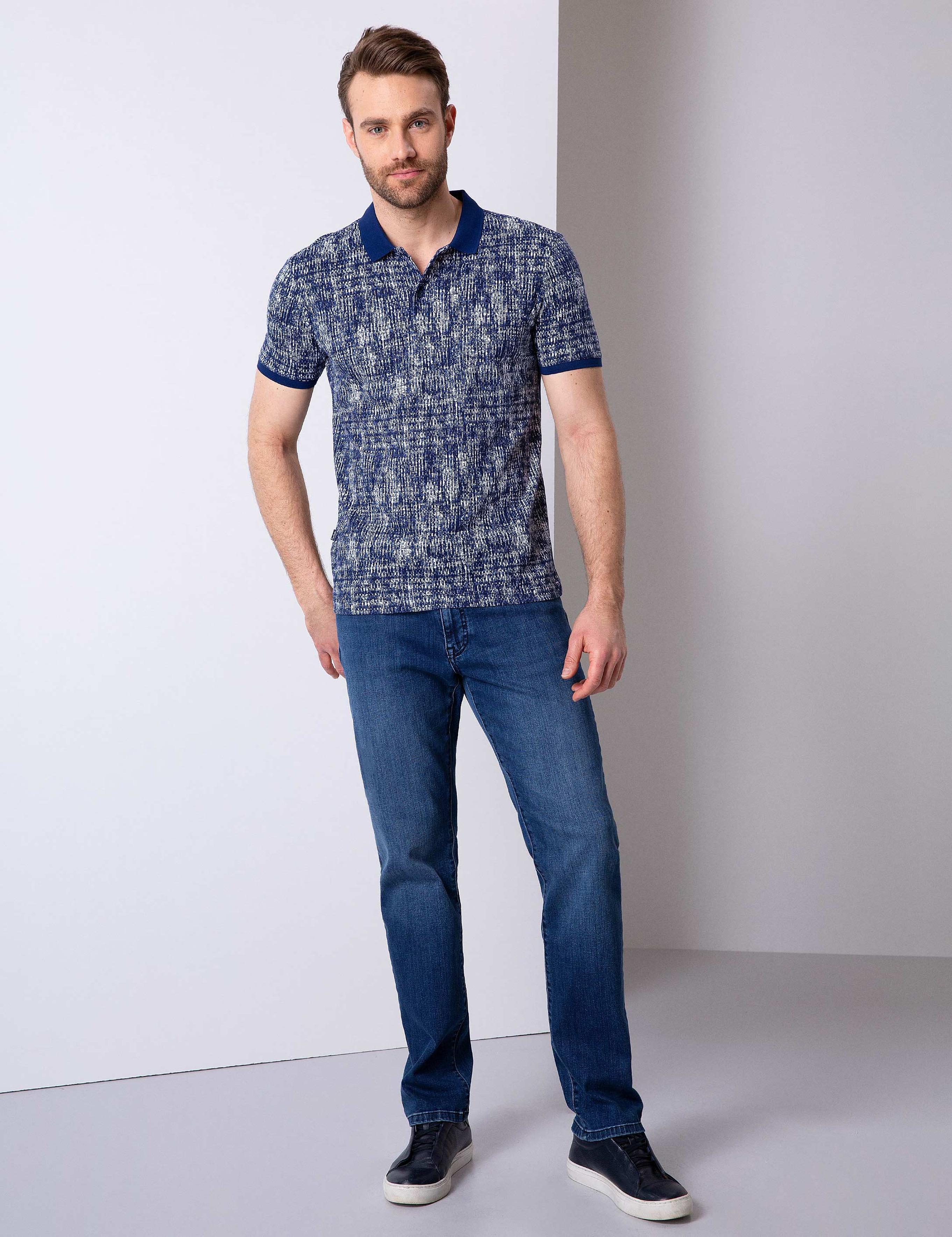 Lacivert Slim Fit Polo Yaka T-Shirt