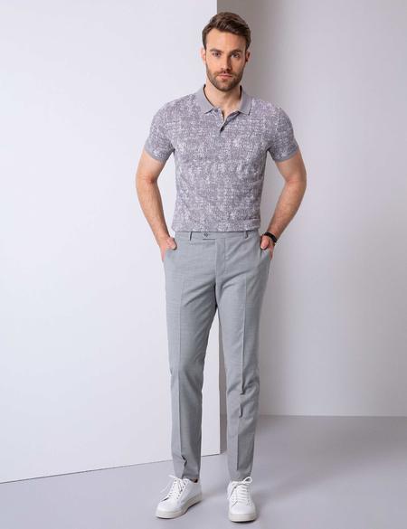 Gri Slim Fit Polo Yaka T-Shirt - 50205619019