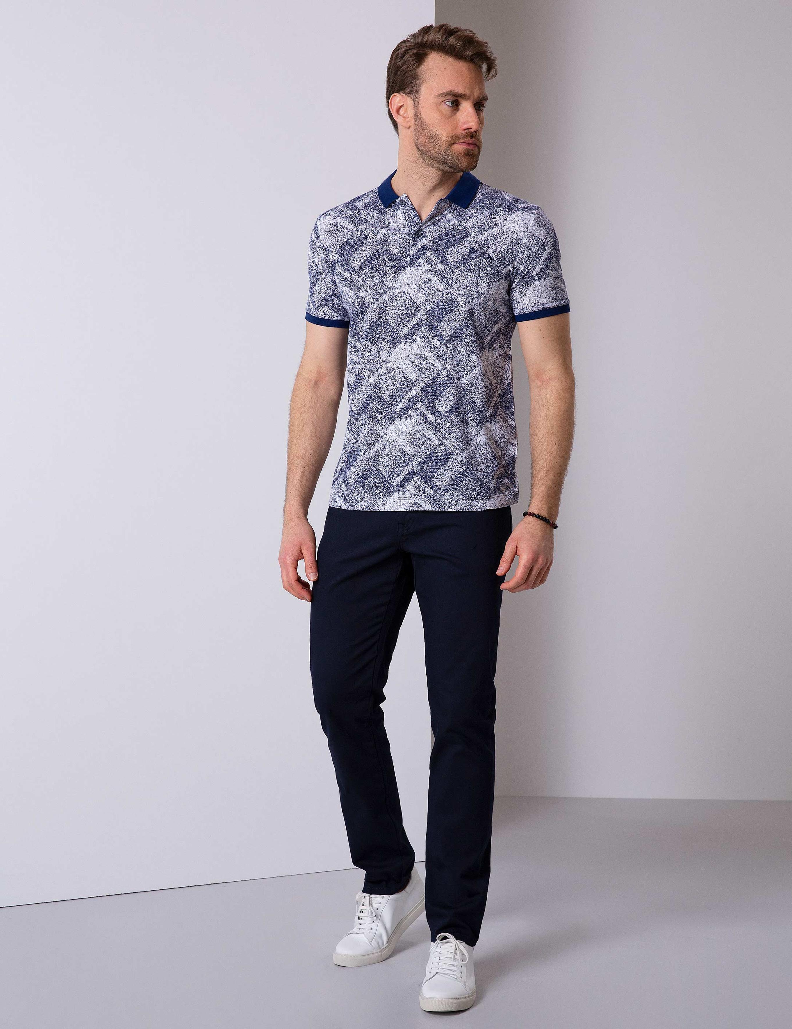 Lacivert Slim Fit Polo Yaka T-Shirt