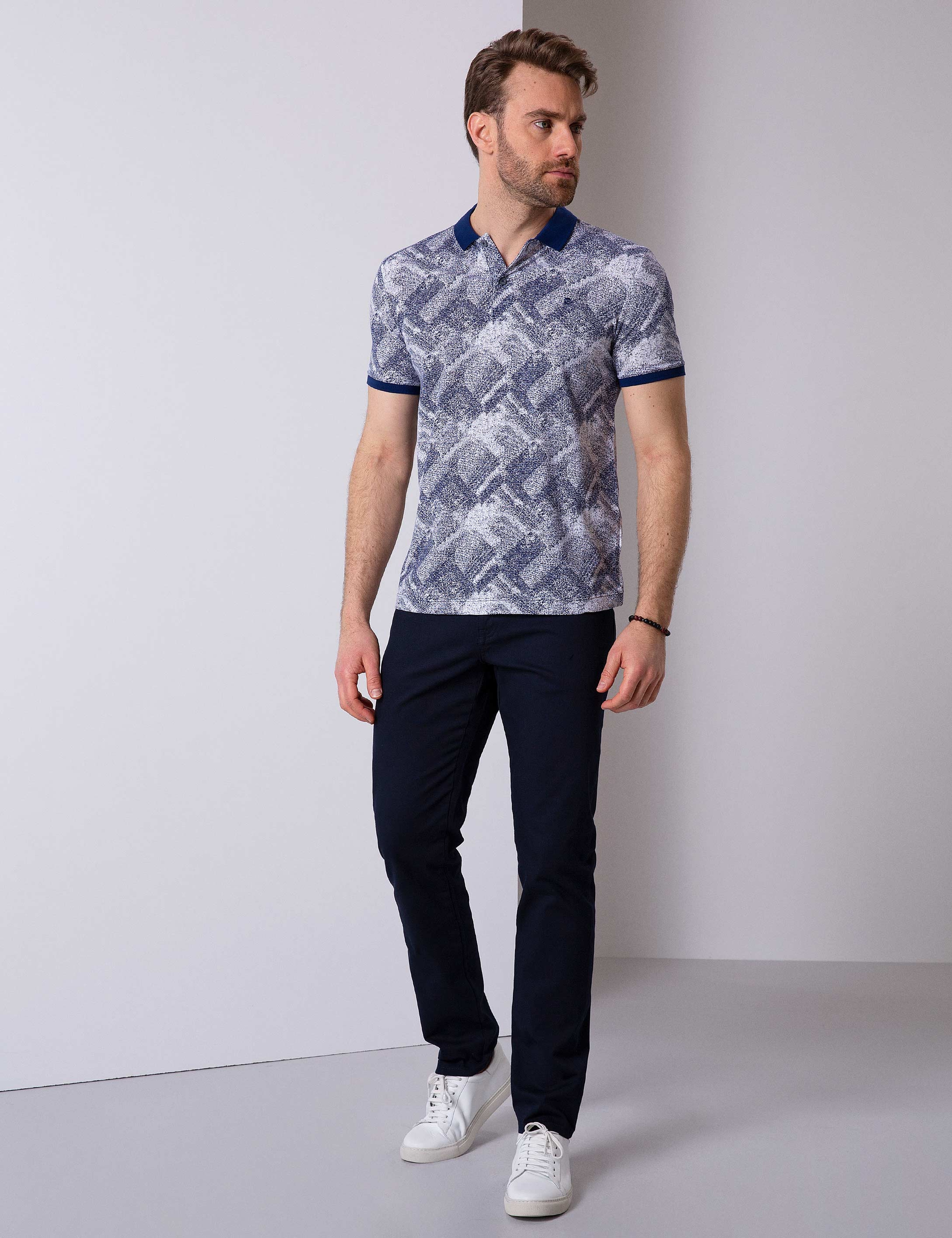 Lacivert Slim Fit Polo Yaka T-Shirt - Image 2