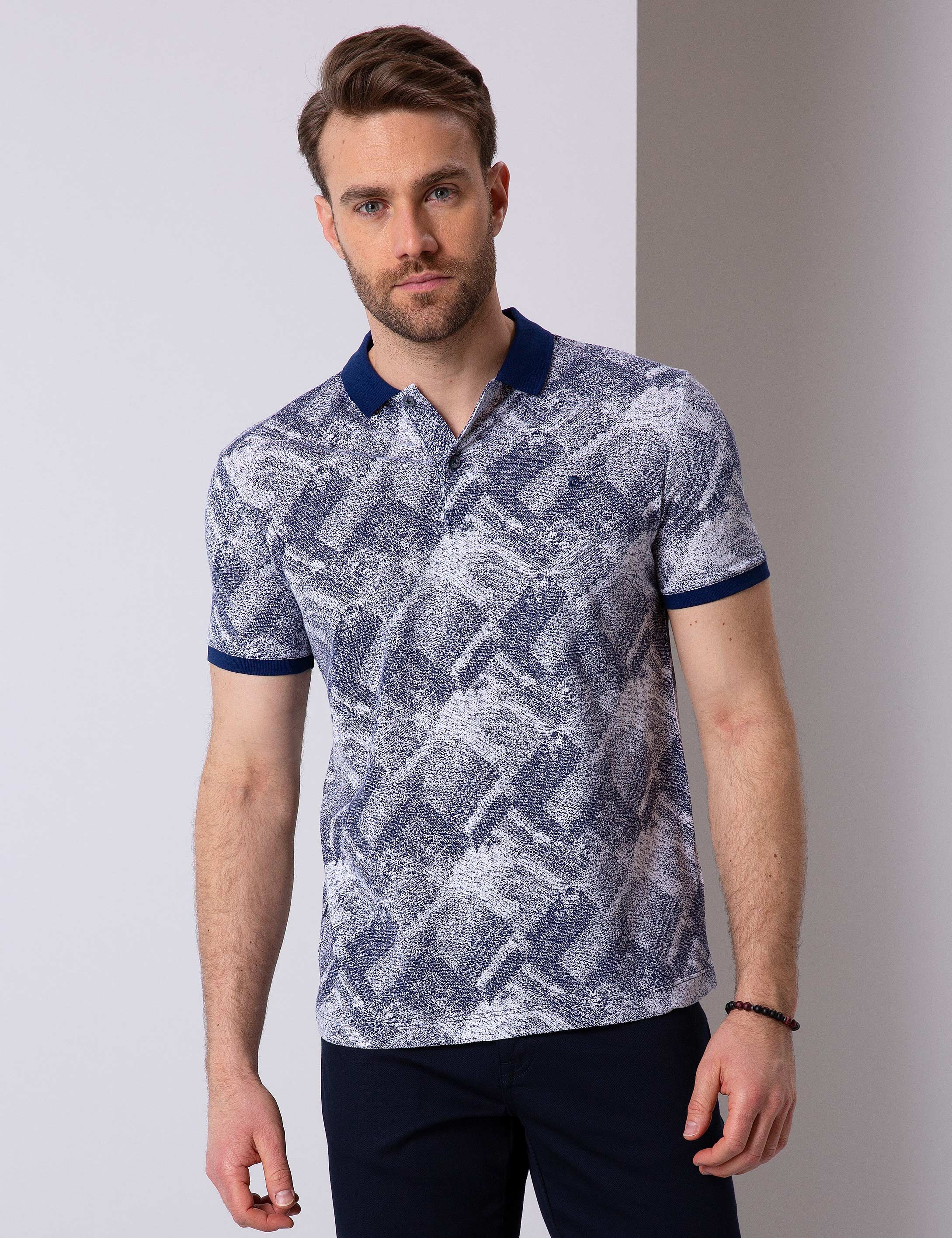 Lacivert Slim Fit Polo Yaka T-Shirt - Image 1