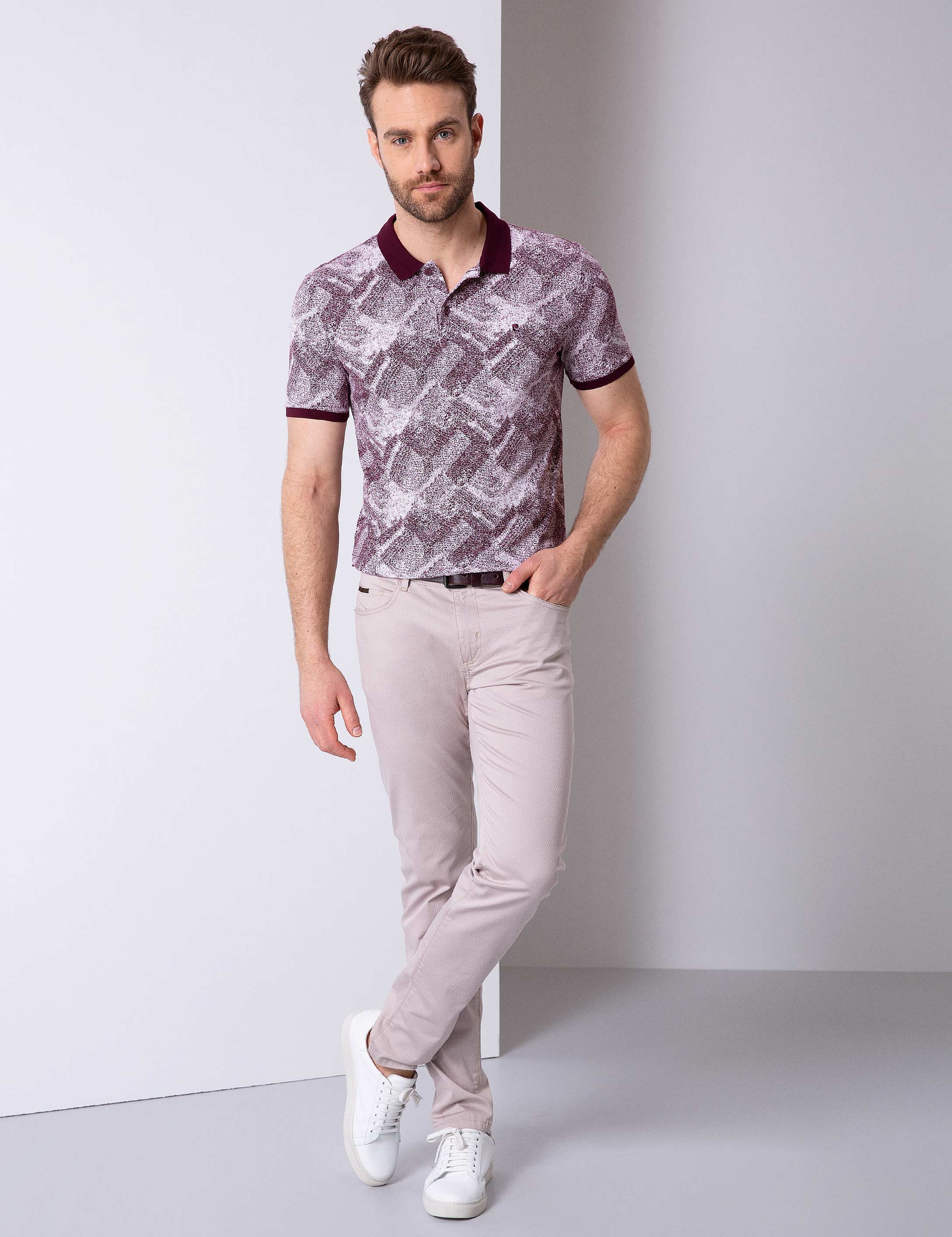 Bordo Slim Fit Polo Yaka T-Shirt - Image 3