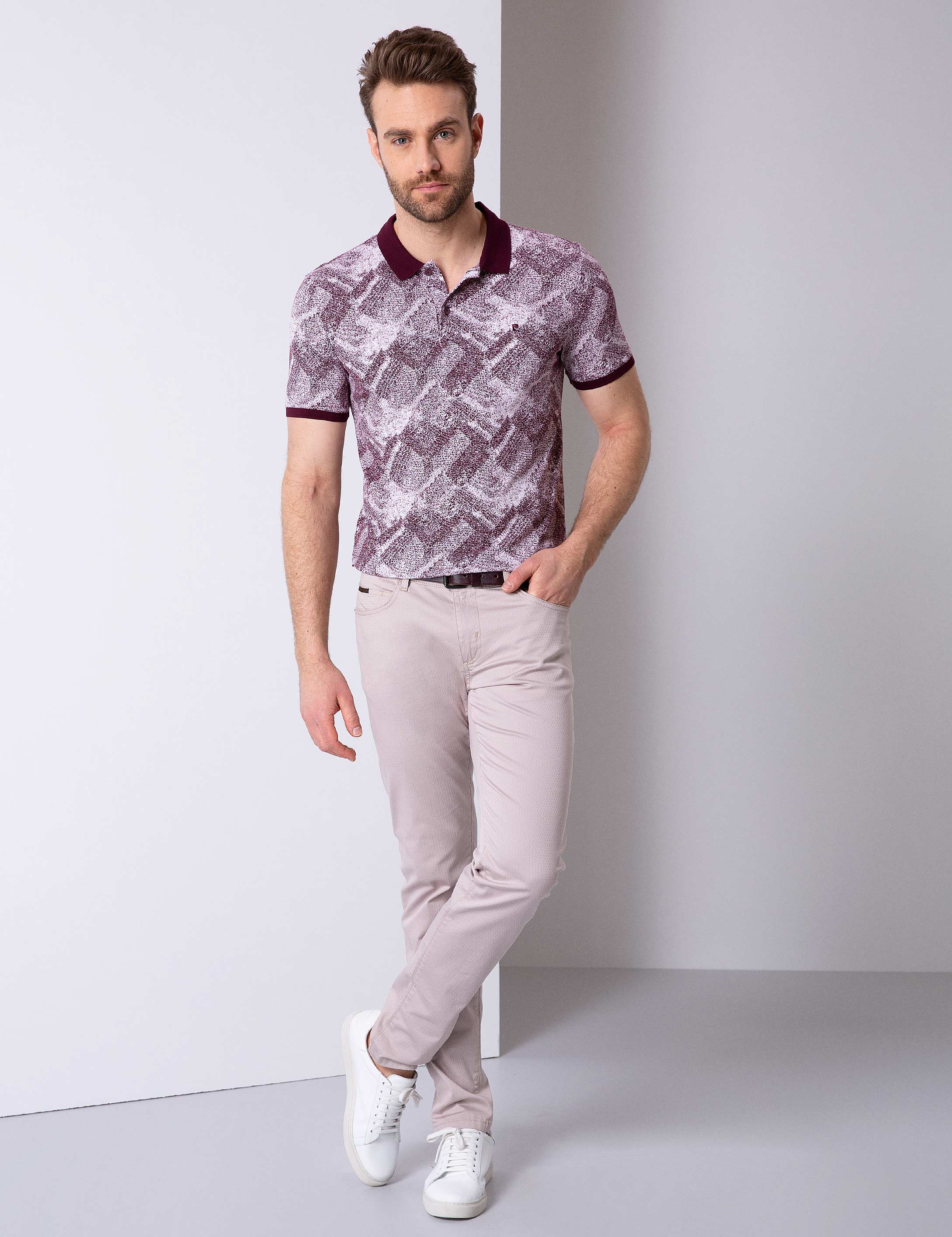 Bordo Slim Fit Polo Yaka T-Shirt
