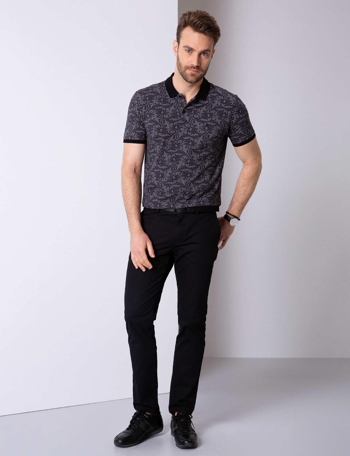 Siyah Slim Fit Polo Yaka T-Shirt - 50205621017