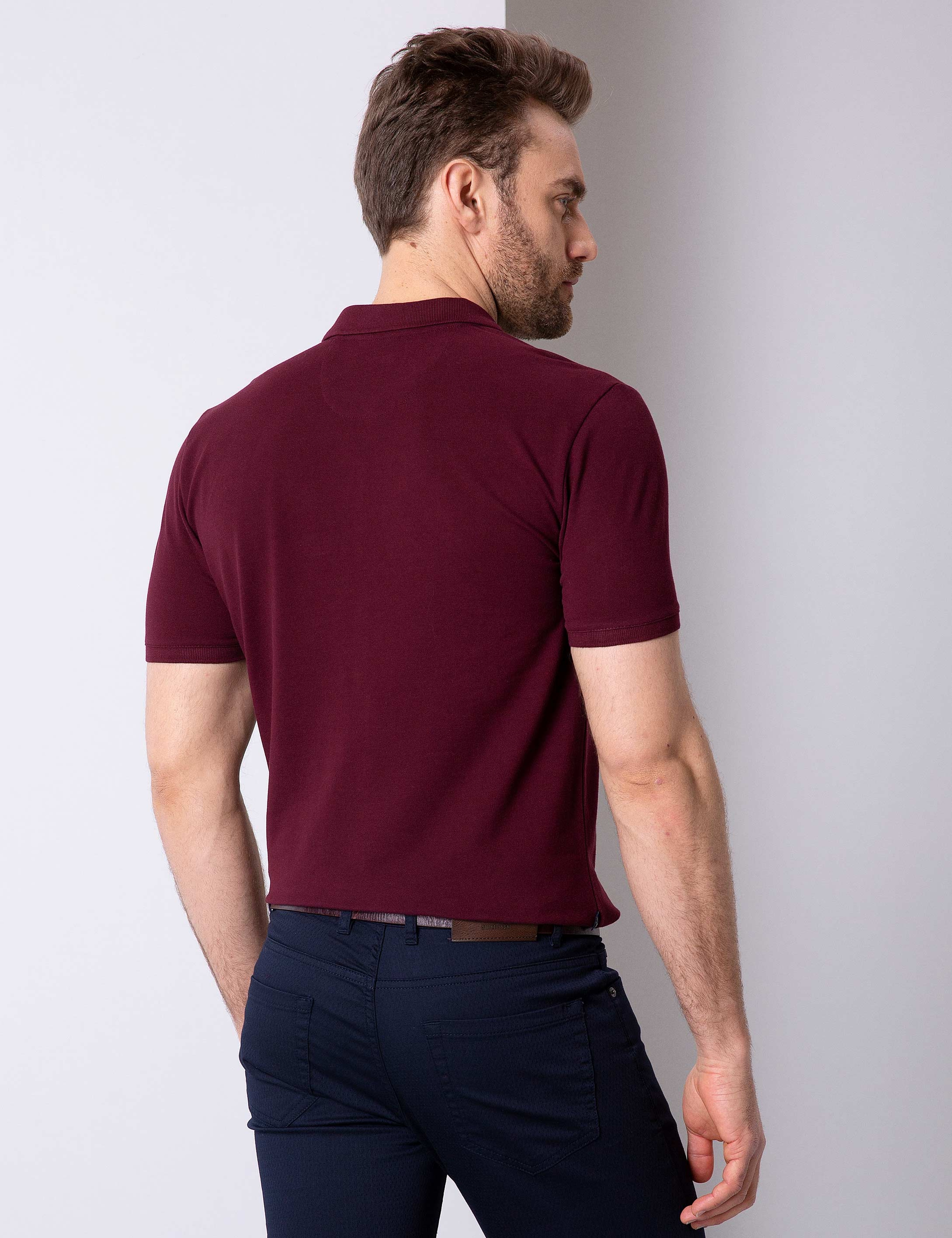 Bordo Slim Fit Polo Yaka T-Shirt - Image 3