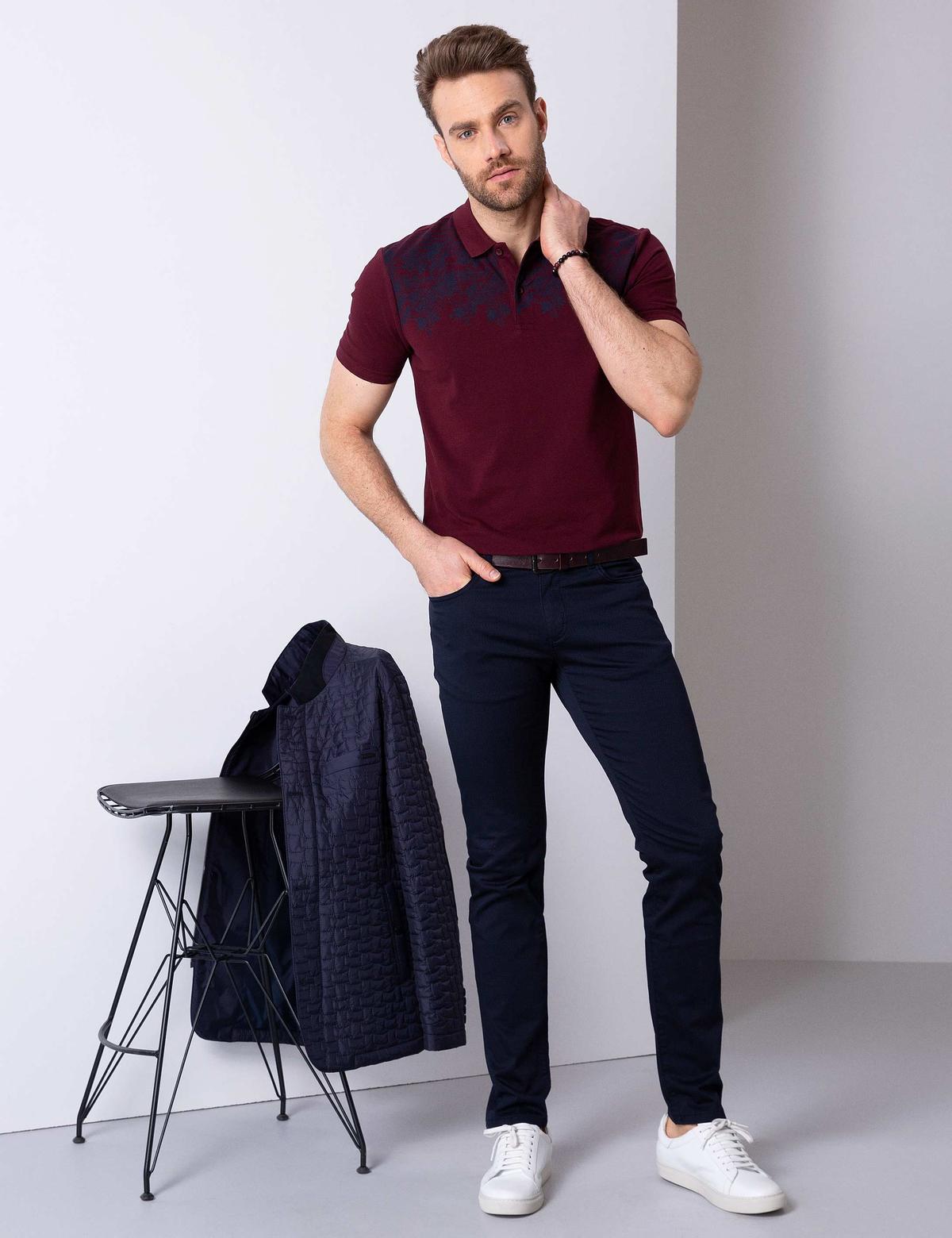 Bordo Slim Fit Polo Yaka T-Shirt - 50205622005