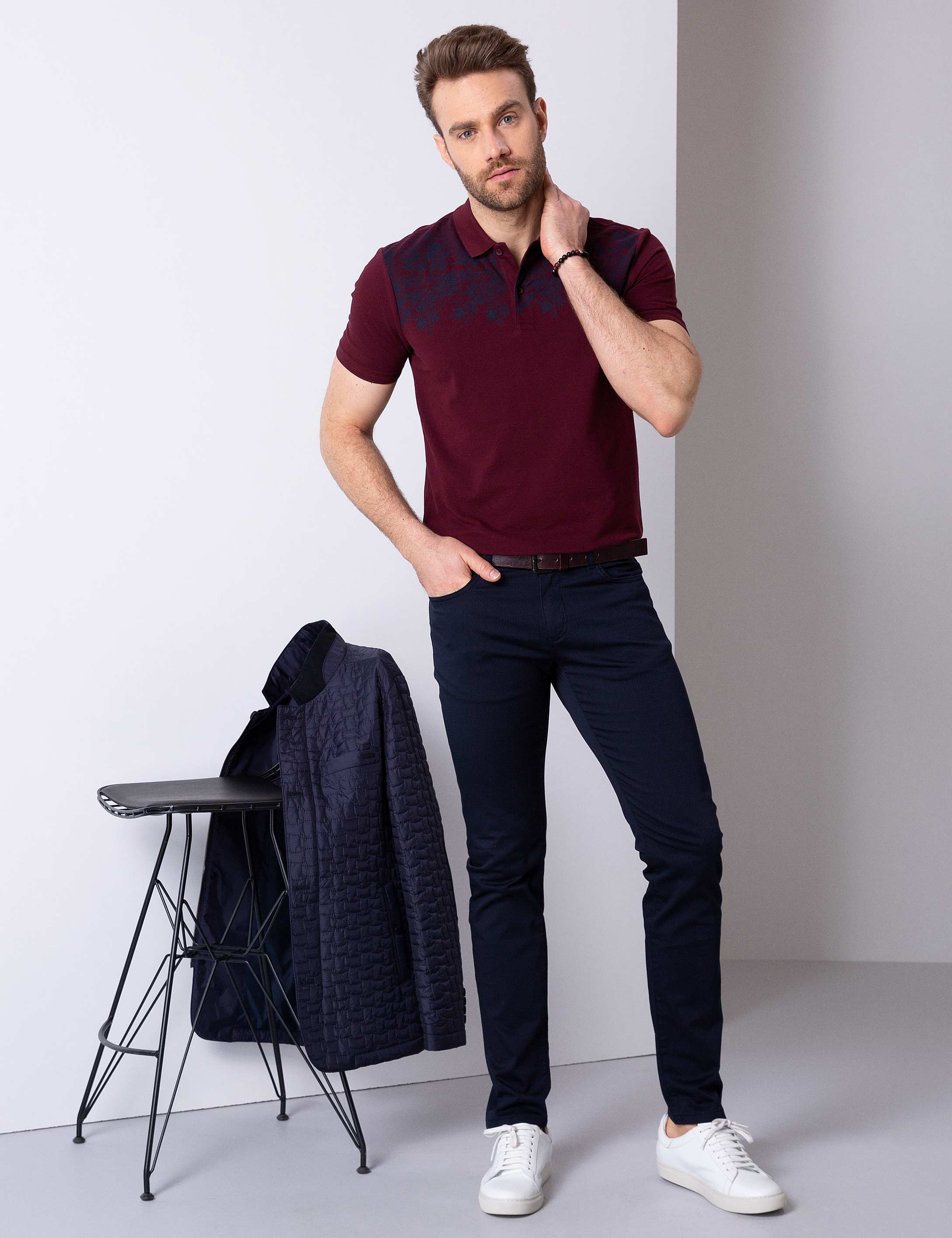 Bordo Slim Fit Polo Yaka T-Shirt - Image 2