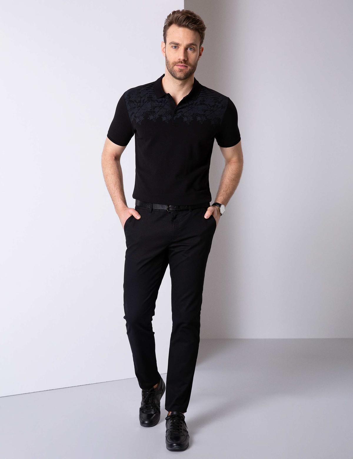 Siyah Slim Fit Polo Yaka T-Shirt - 50205622010