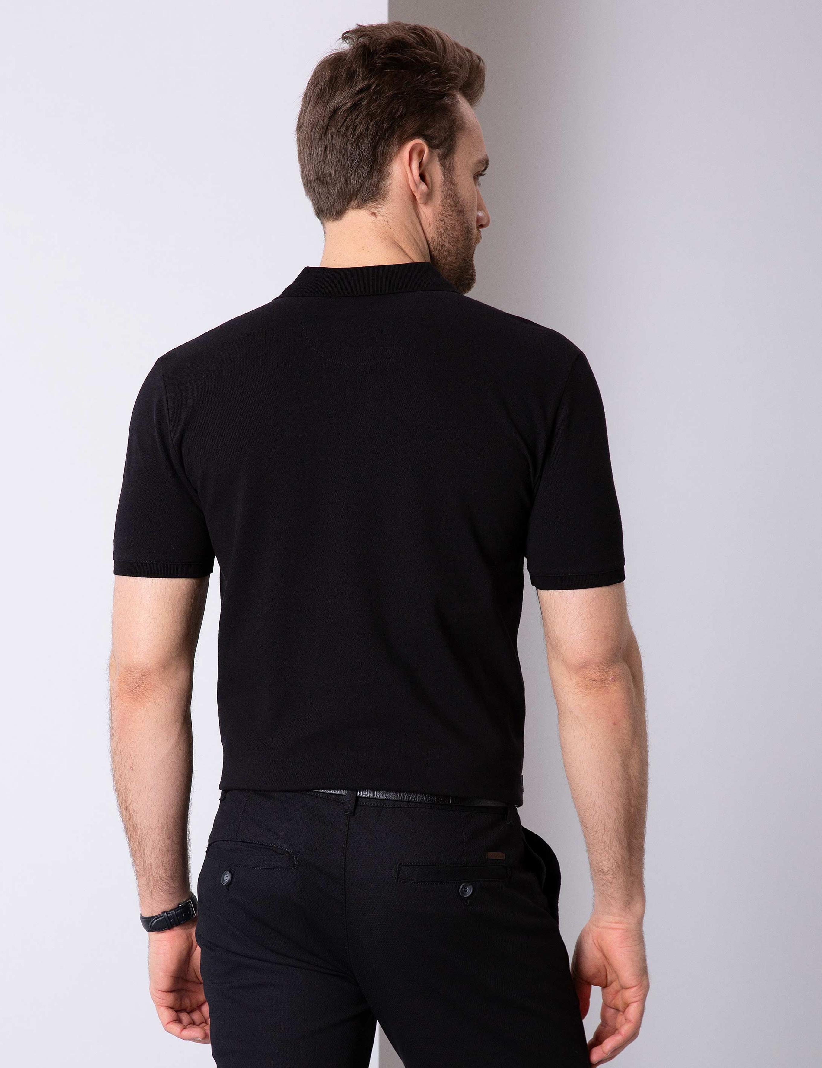 Siyah Slim Fit Polo Yaka T-Shirt