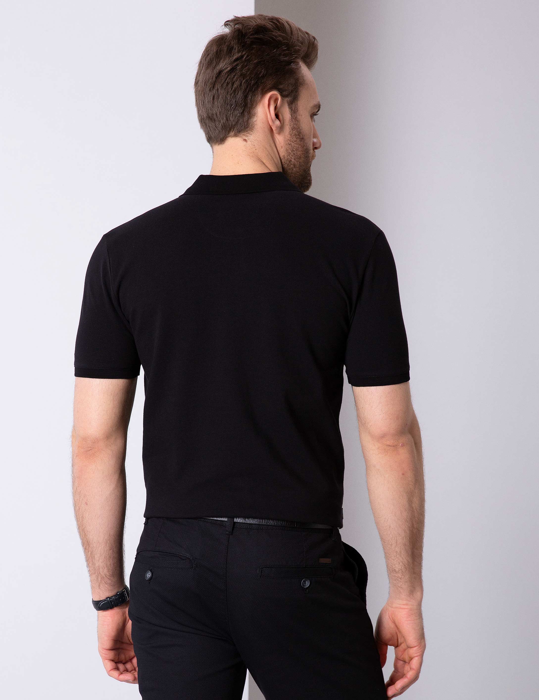 Siyah Slim Fit Polo Yaka T-Shirt