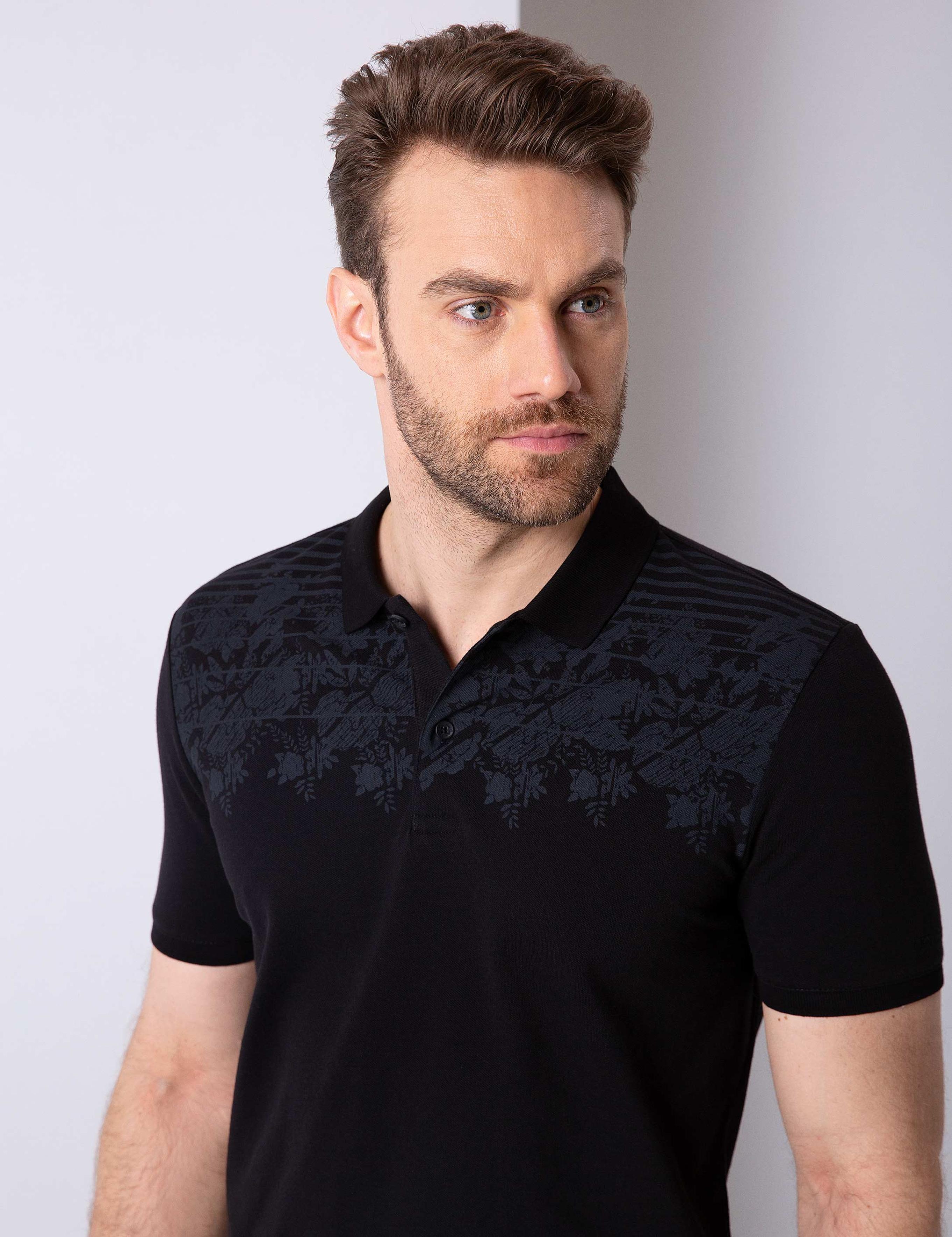 Siyah Slim Fit Polo Yaka T-Shirt