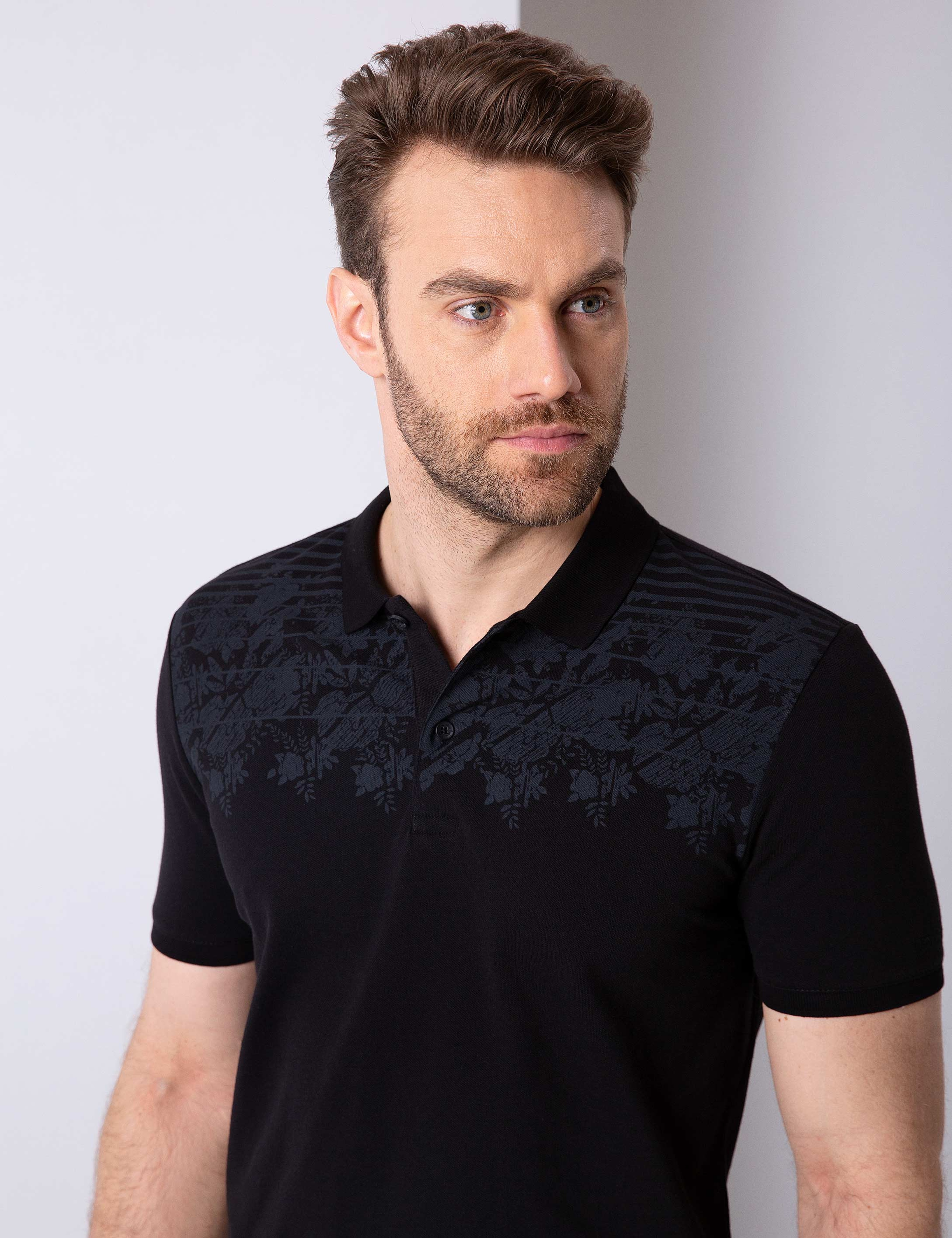 Siyah Slim Fit Polo Yaka T-Shirt