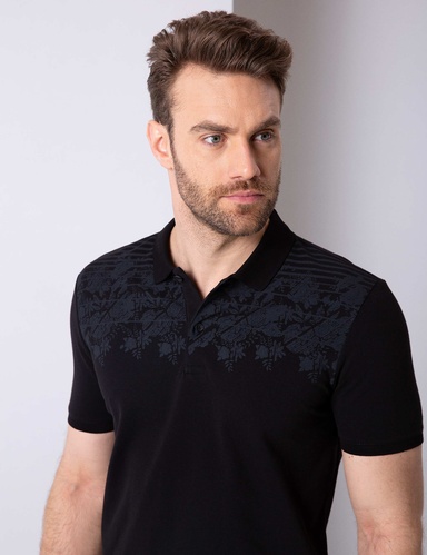 Siyah Slim Fit Polo Yaka T-Shirt