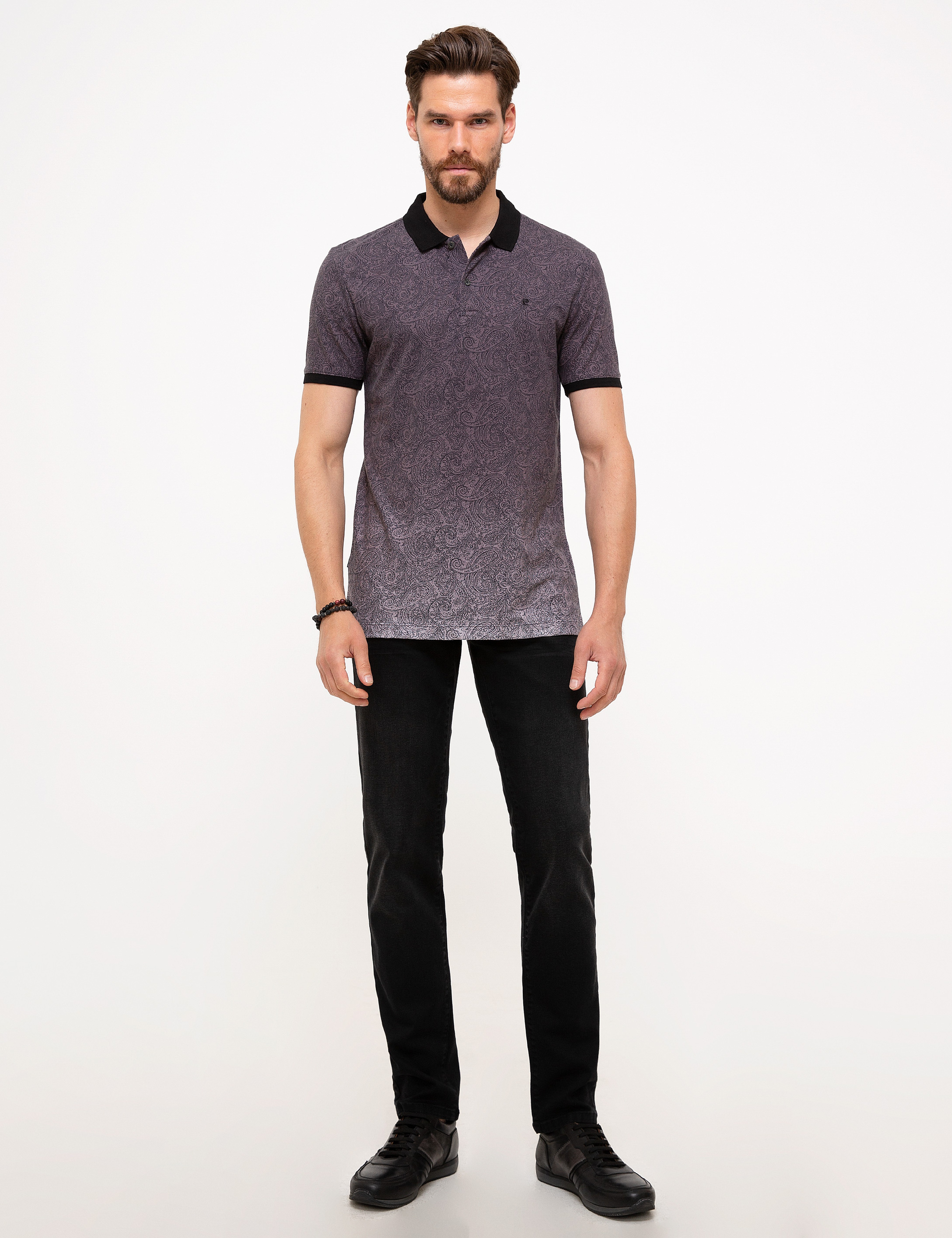 Siyah Slim Fit Polo Yaka T-Shirt - Image 4