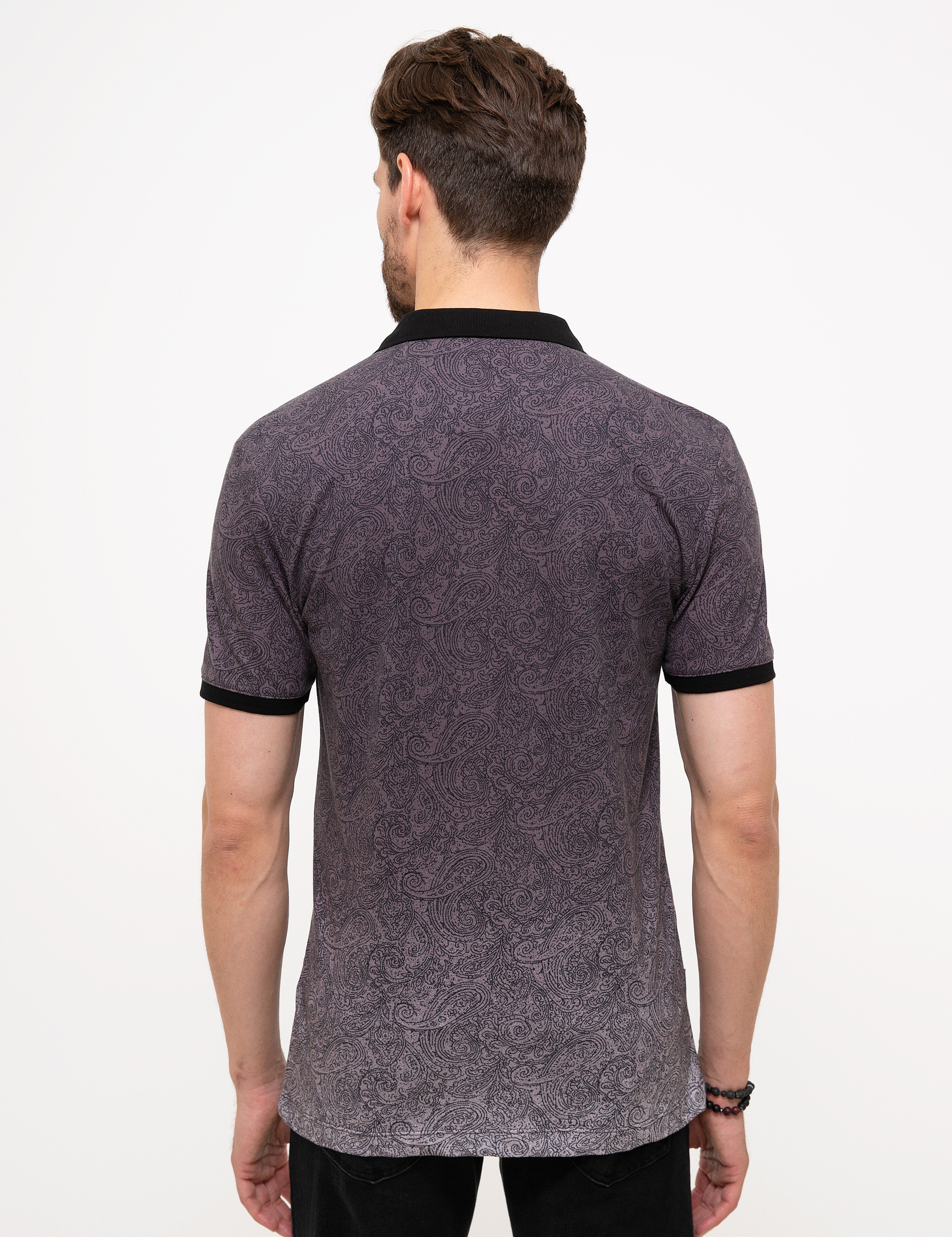 Siyah Slim Fit Polo Yaka T-Shirt - Image 3