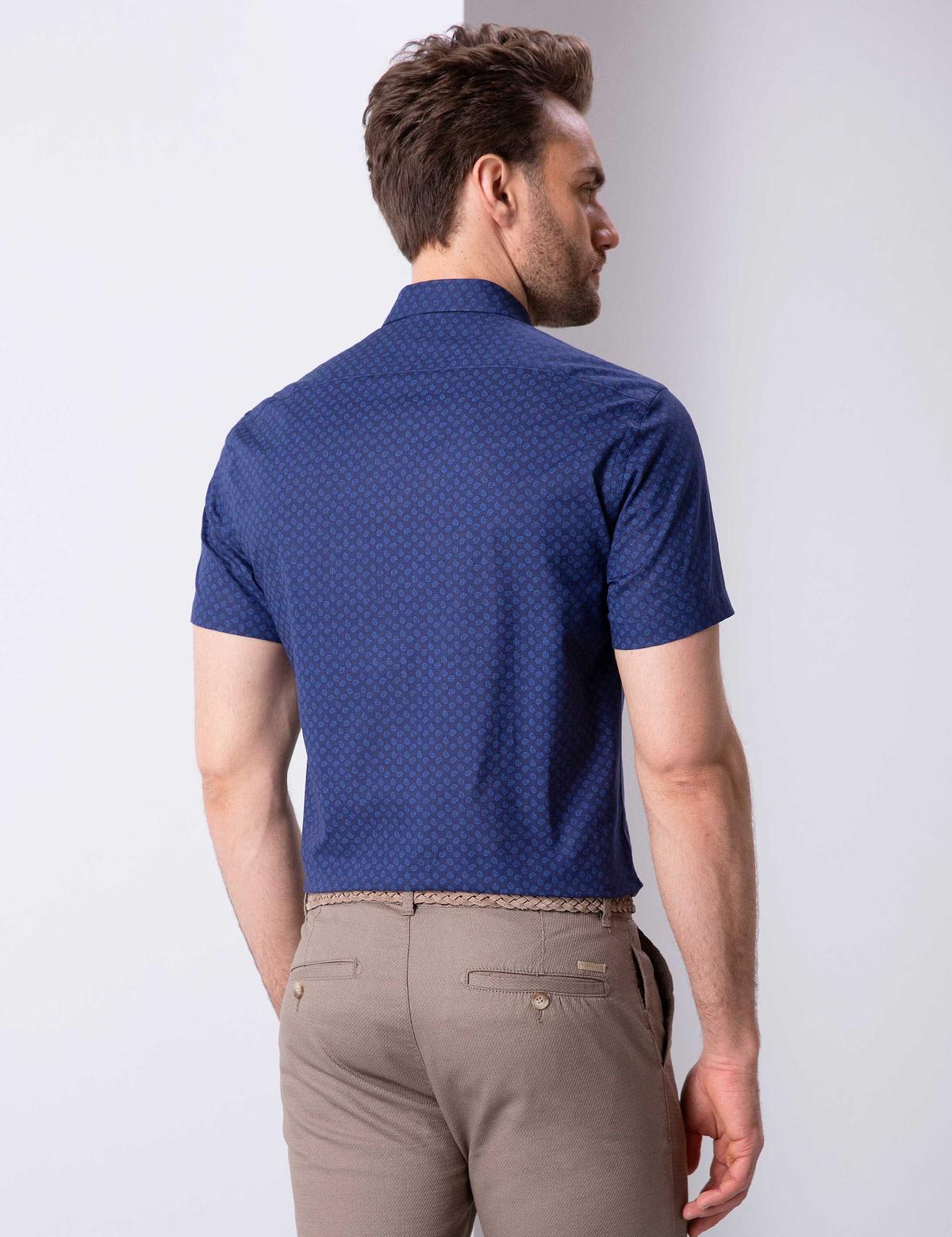 Lacivert Slim Fit Kısa Kollu Gömlek - 50205849036