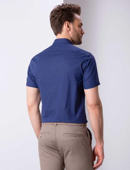 Lacivert Slim Fit Kısa Kollu Gömlek - 50205849036