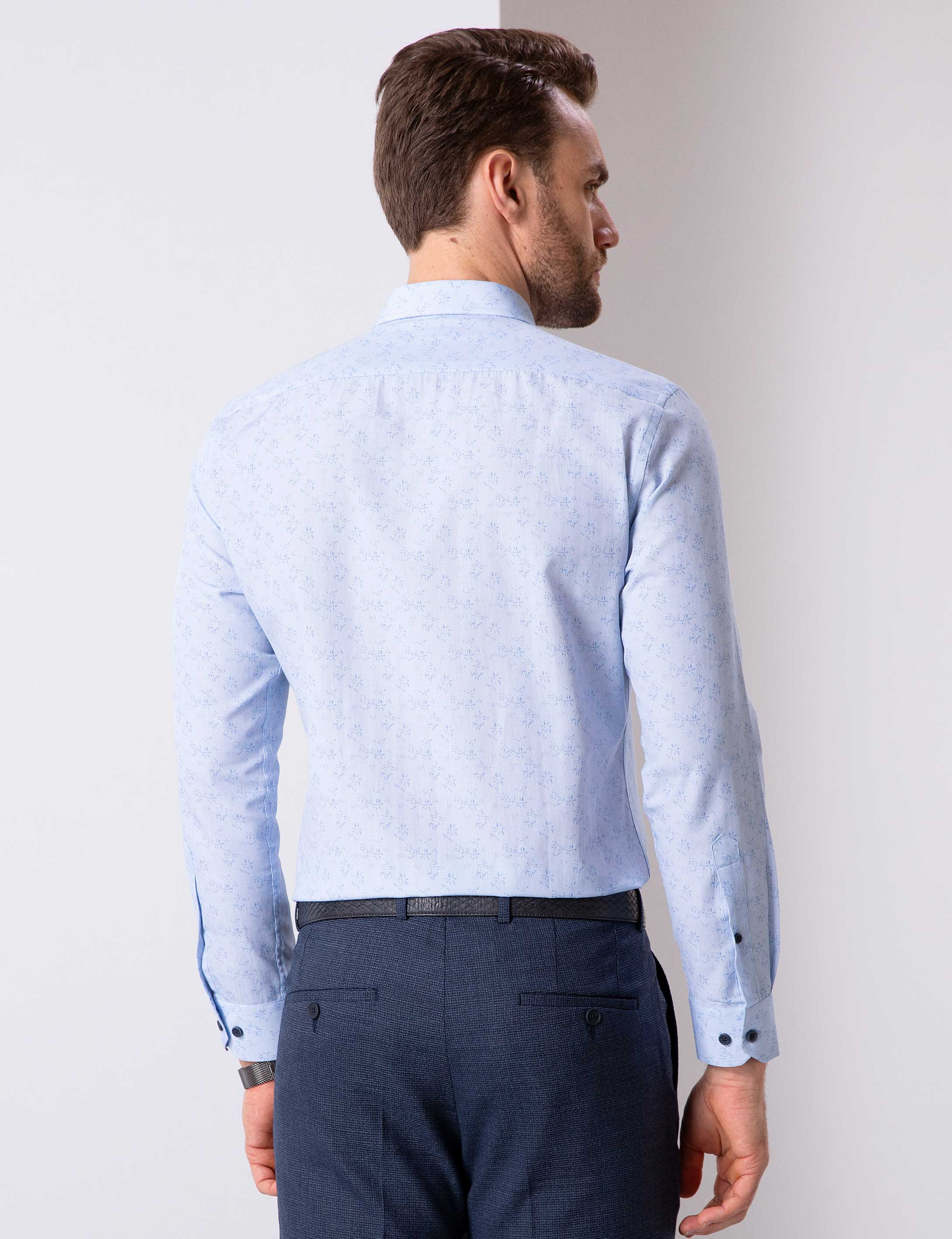 Mavi Slim Fit Gömlek - Image 4