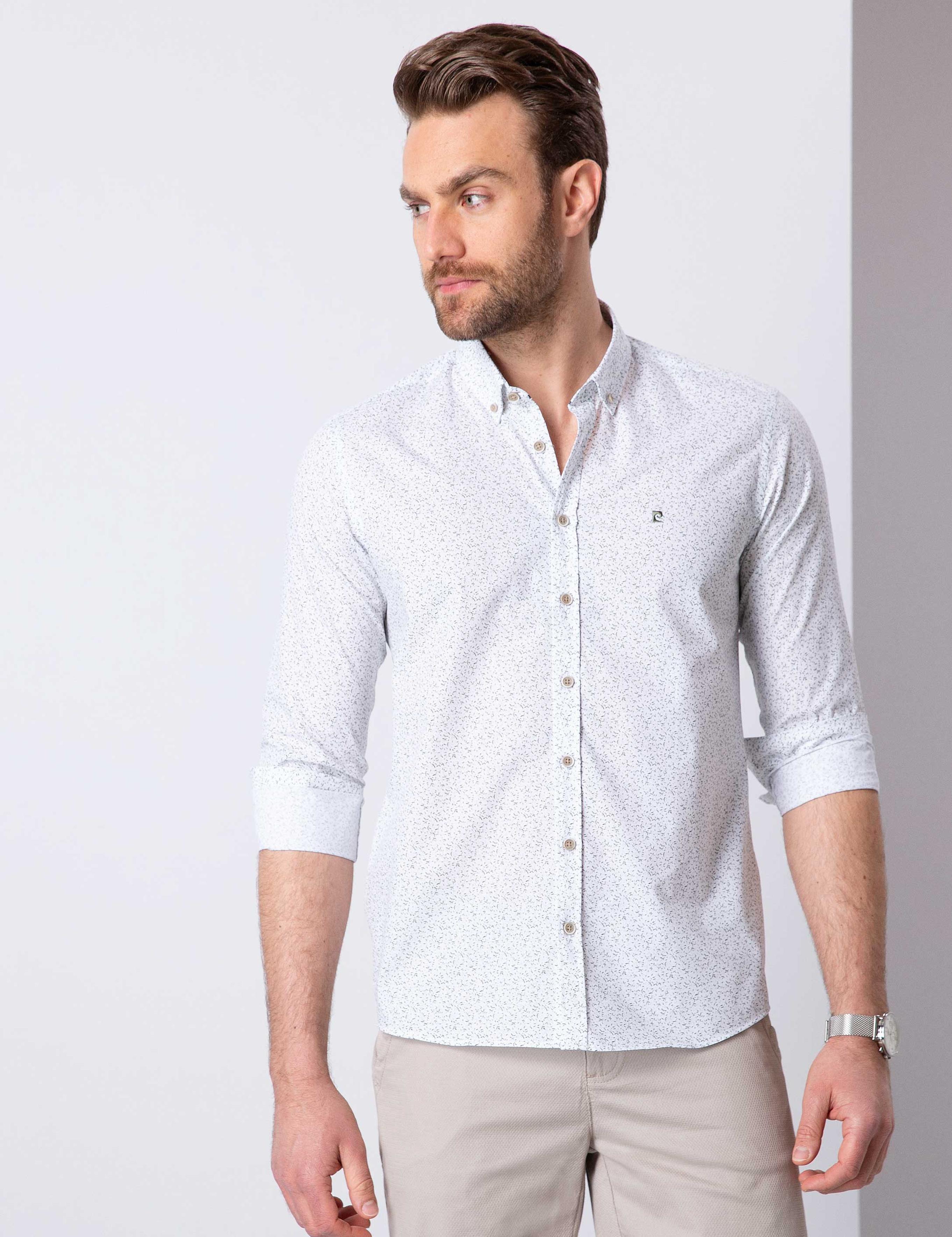 Yeşil Slim Fit Uzun Kollu Gömlek