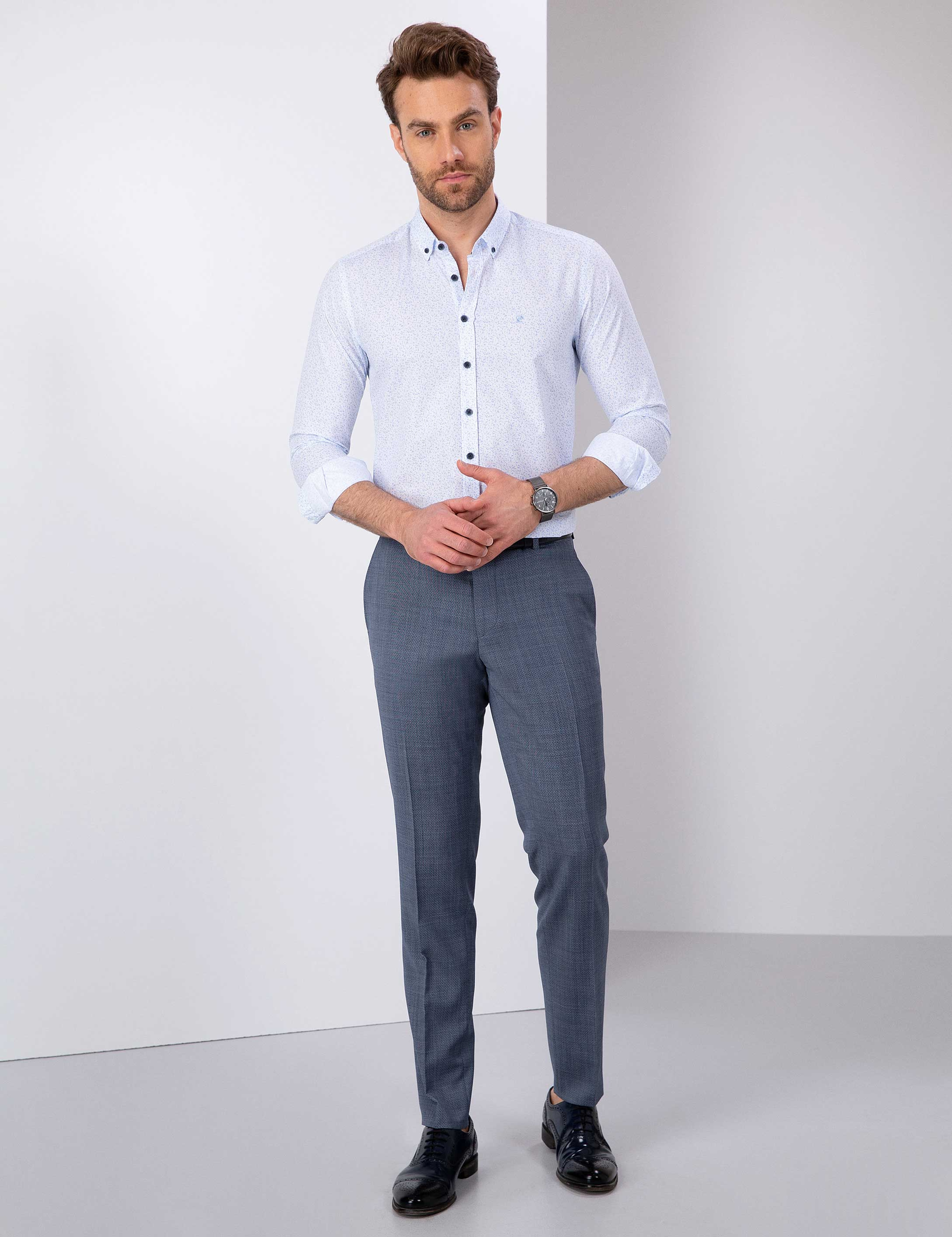 Mavi Slim Fit Gömlek - Image 4