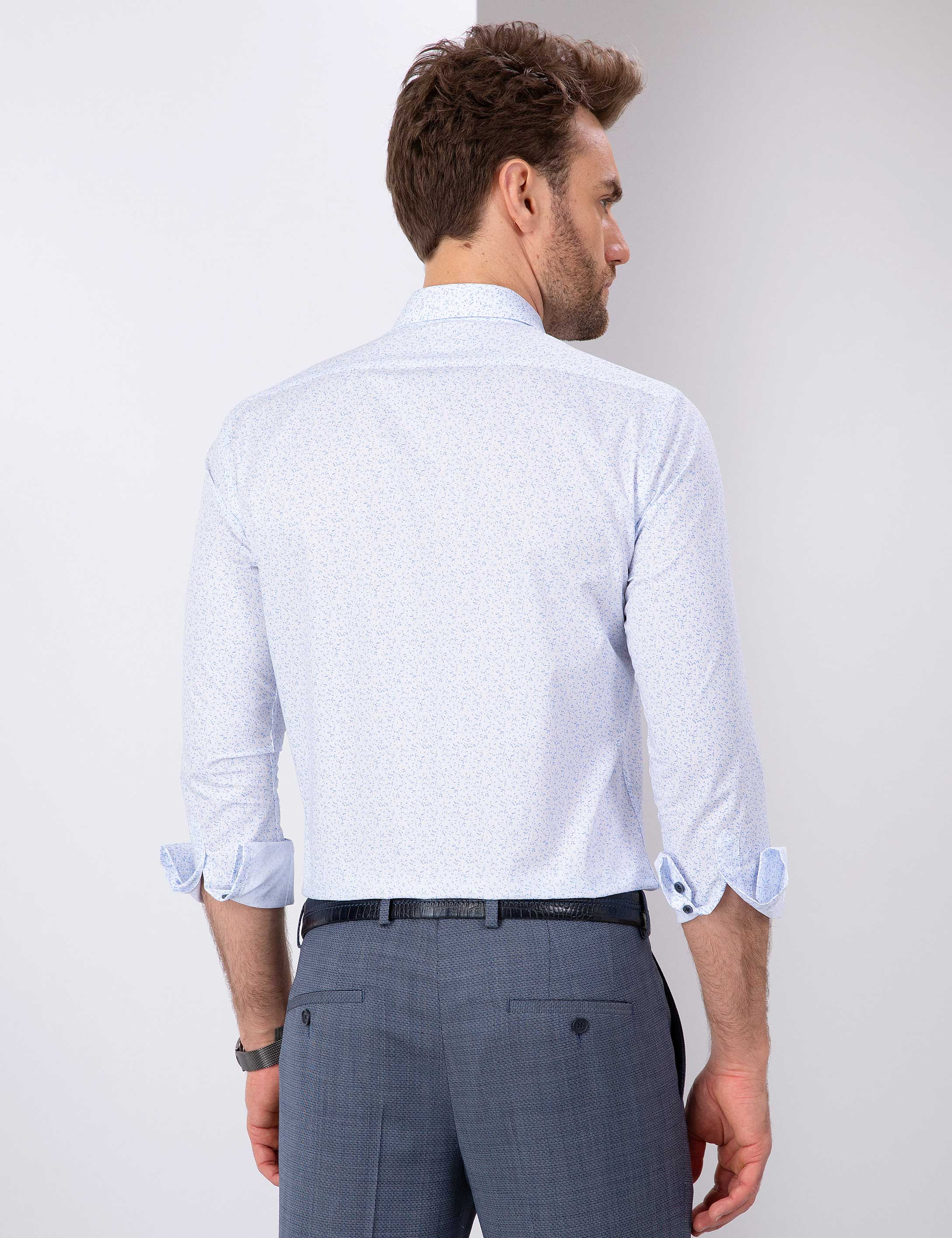 Mavi Slim Fit Gömlek - Image 3