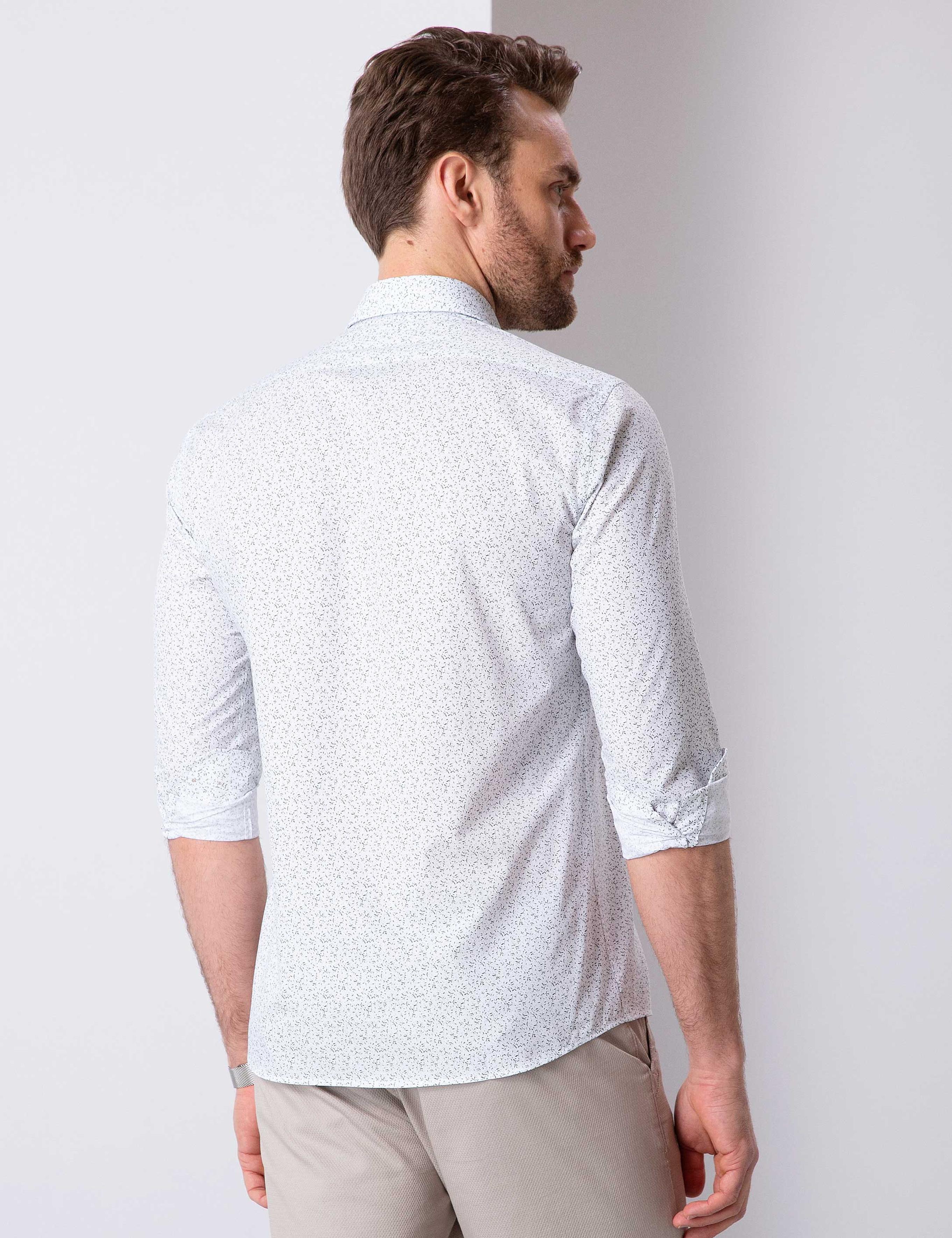 Yeşil Slim Fit Uzun Kollu Gömlek