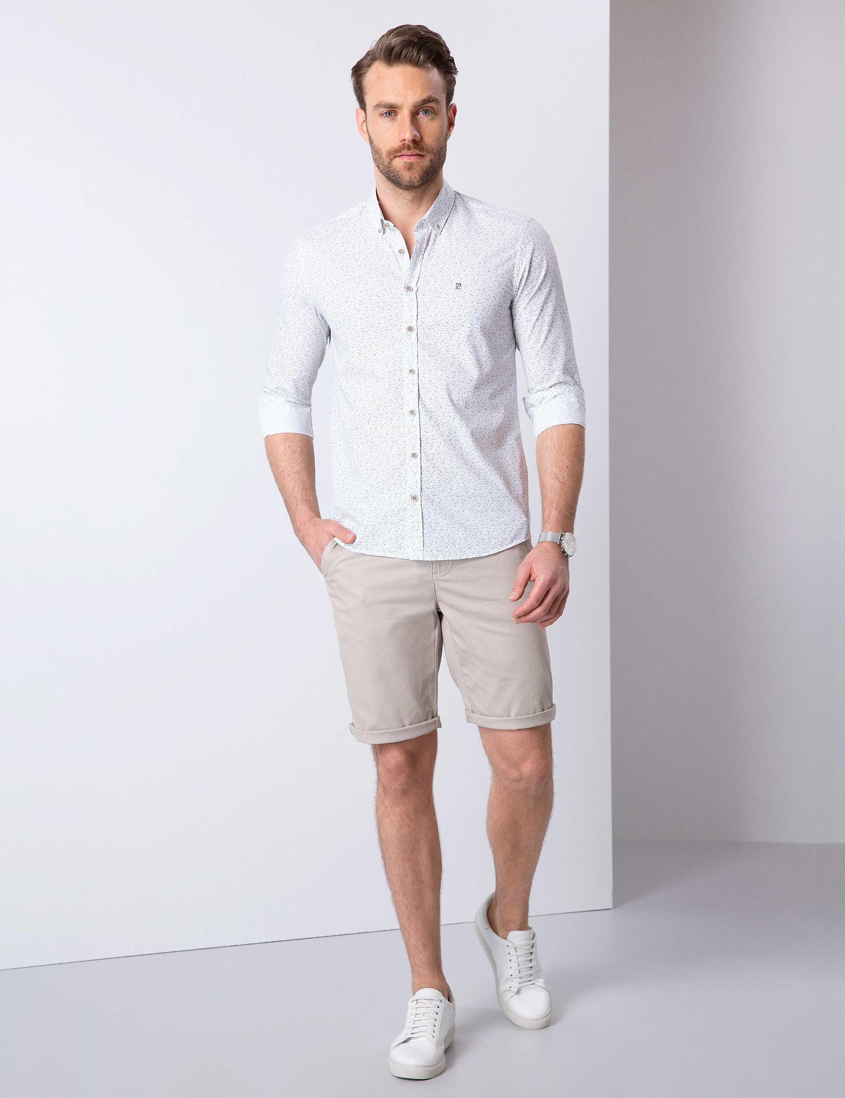 Yeşil Slim Fit Uzun Kollu Gömlek